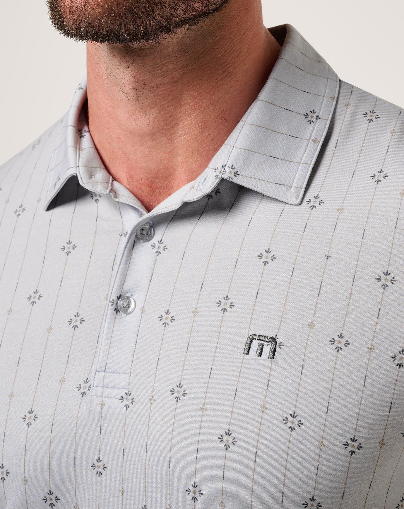 TravisMathew Featherweight Deco Polo - Heather Light Grey