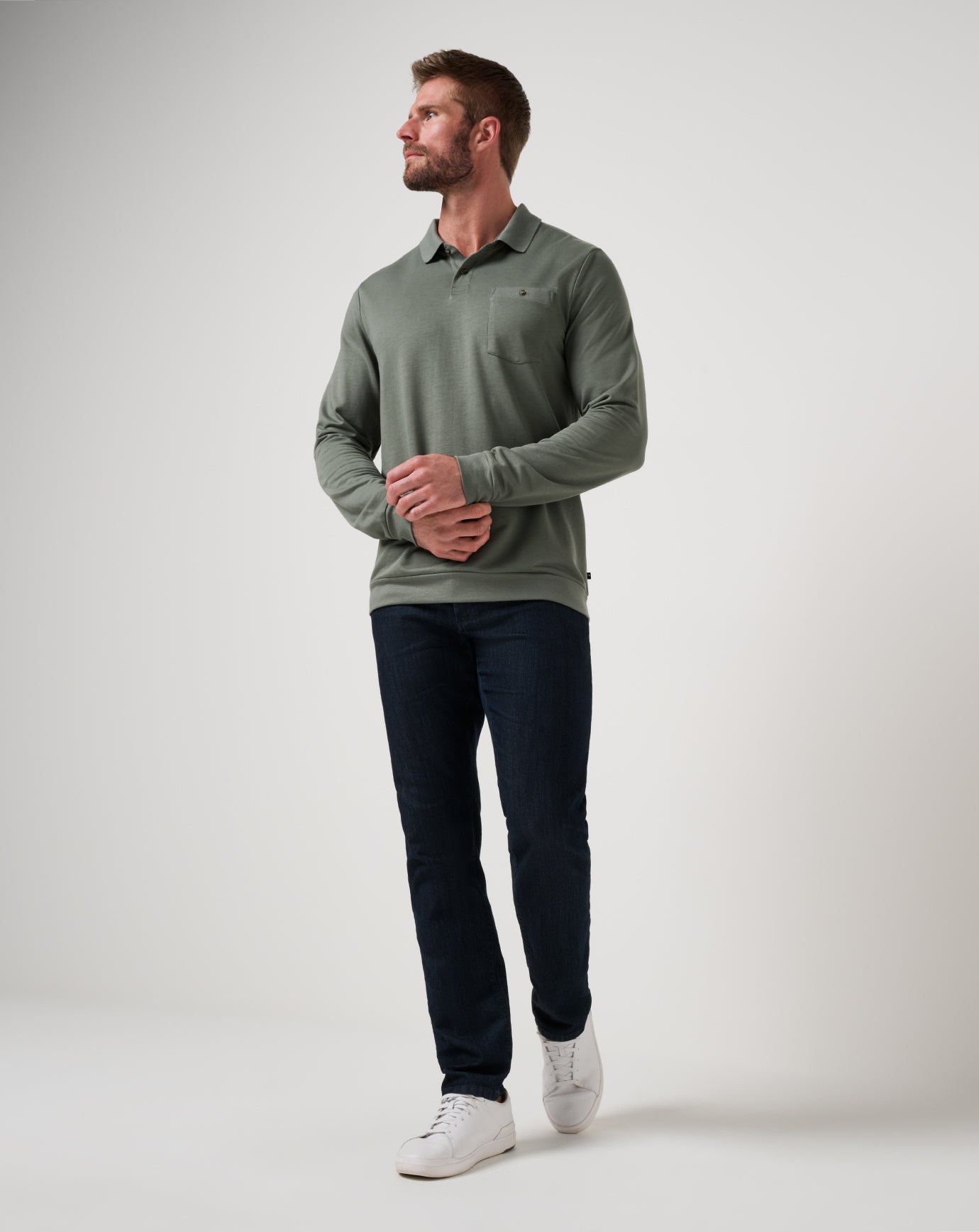 TravisMathew December First Long Sleeve Polo - Dark Olive