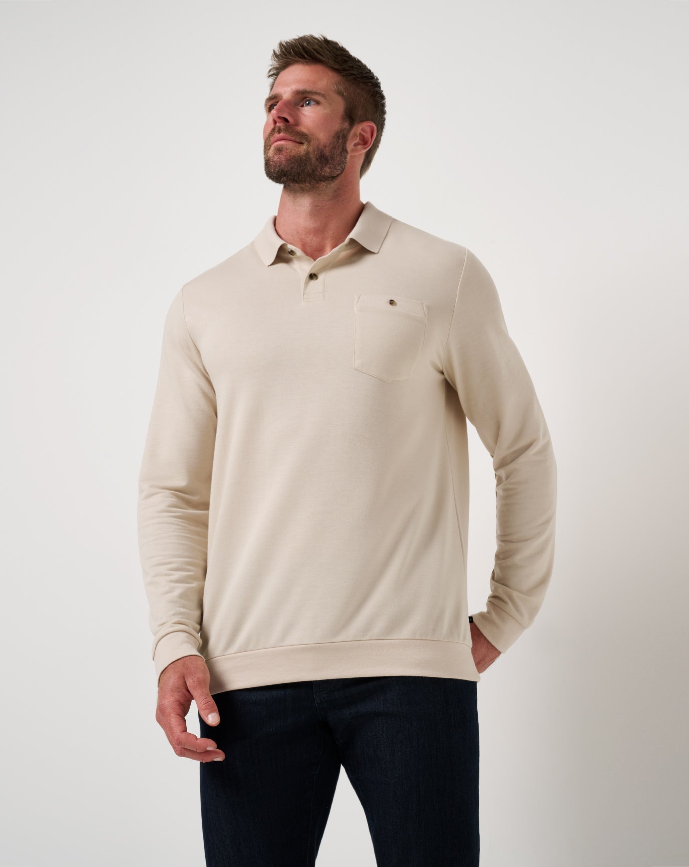TravisMathew December First Long Sleeve Polo - Italian Sand