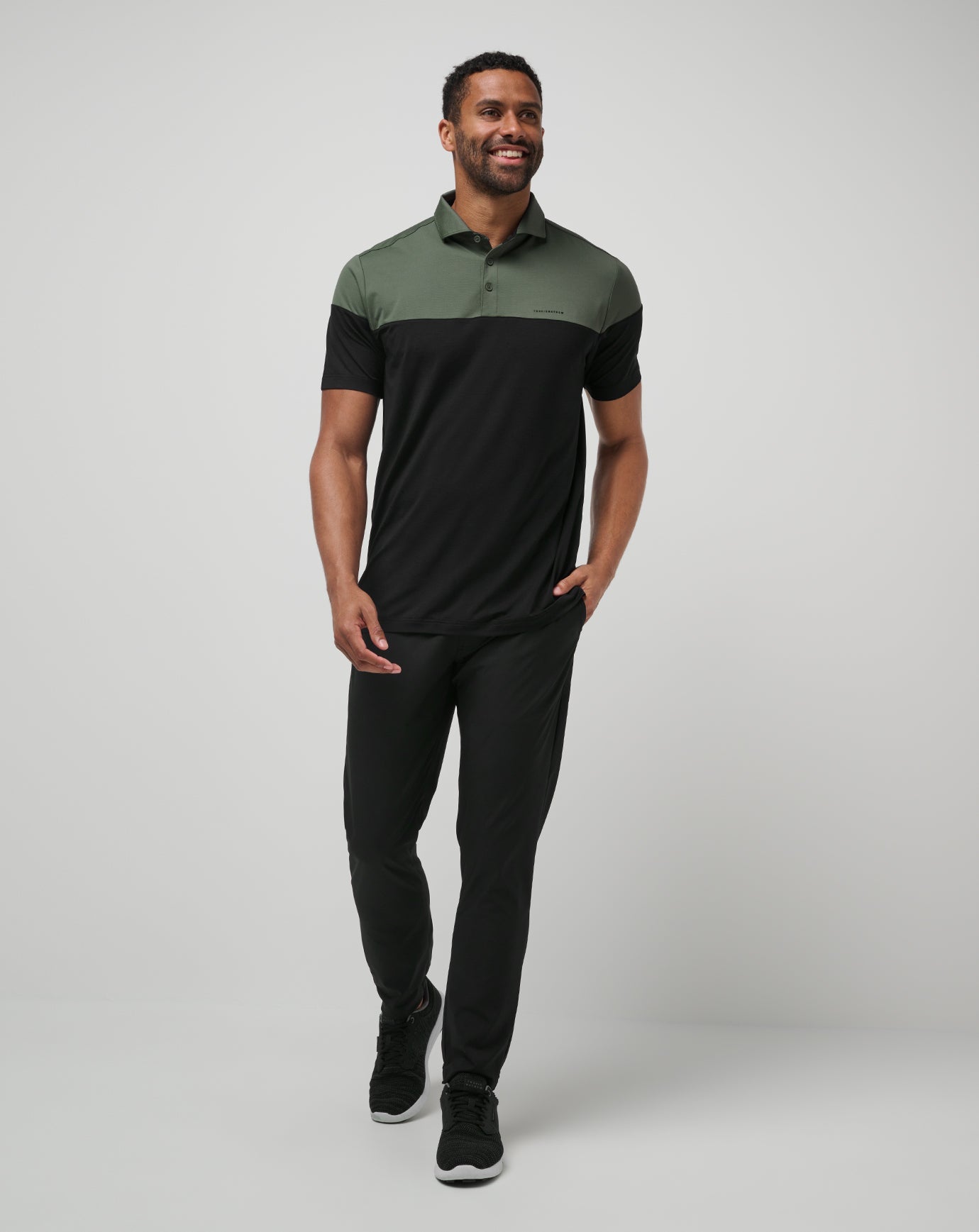 TravisMathew Heater Pro Color Block Polo - Dark Olive