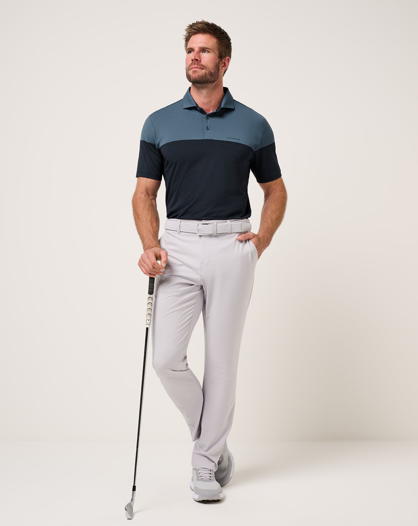 TravisMathew Heater Pro Color Block Polo - Bering Sea
