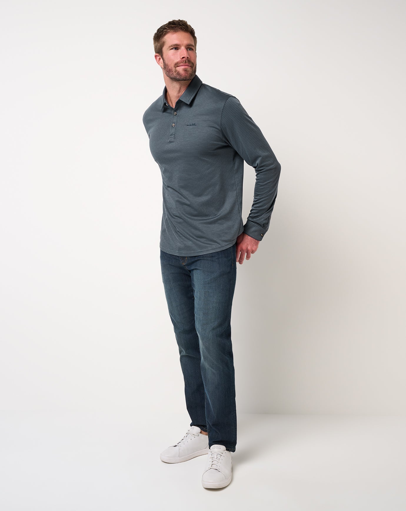 TravisMathew The Zinna 2.0 Long Sleeve Polo - Mood Indigo/Vintage Indigo