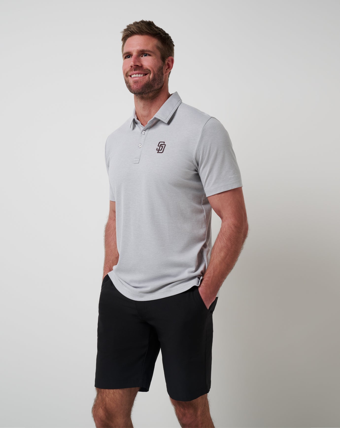 TravisMathew San Diego Padres Playoff Pitch Polo - Heather Grey