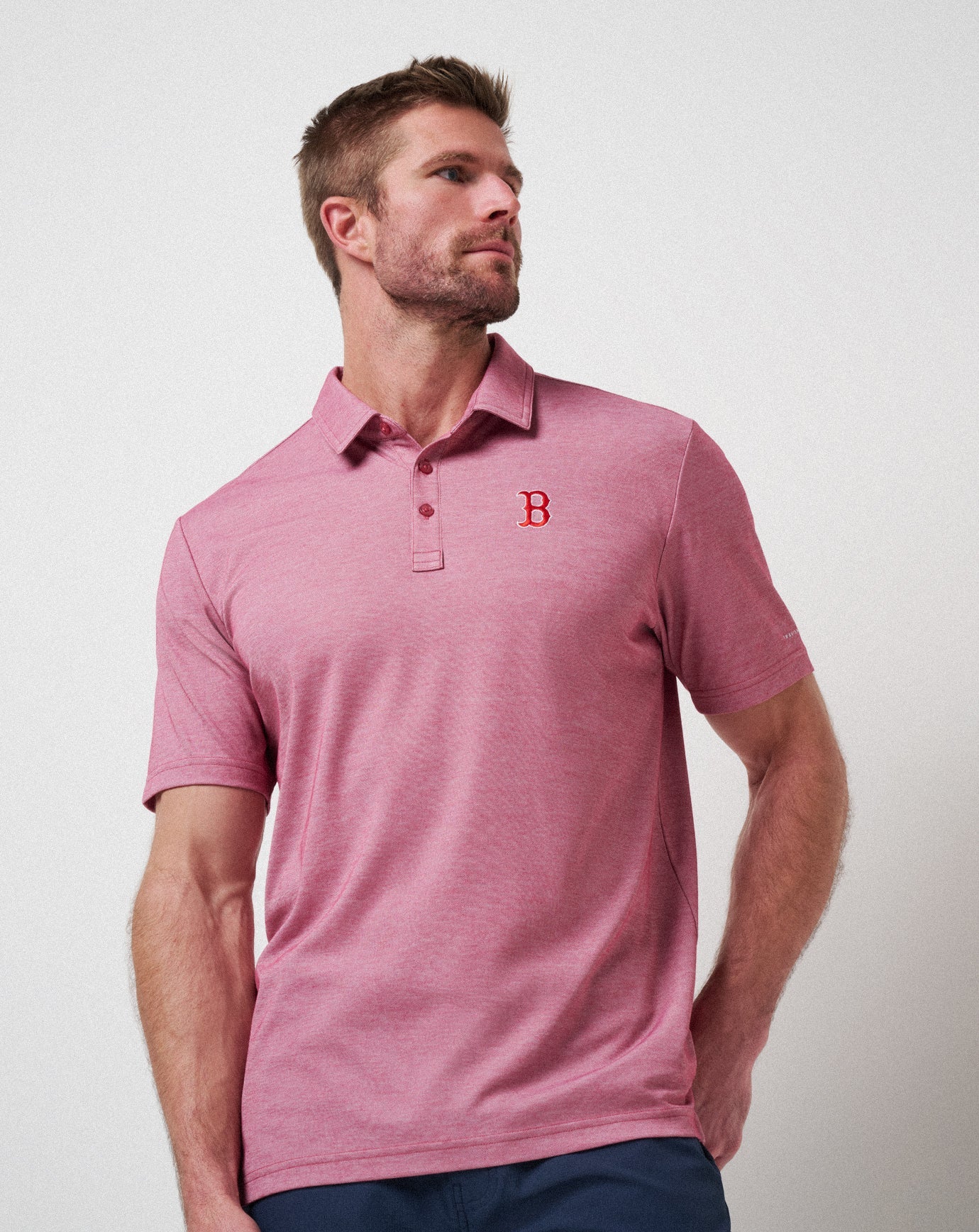 TravisMathew Boston Red Sox Playoff Pitch Polo - Heather Red