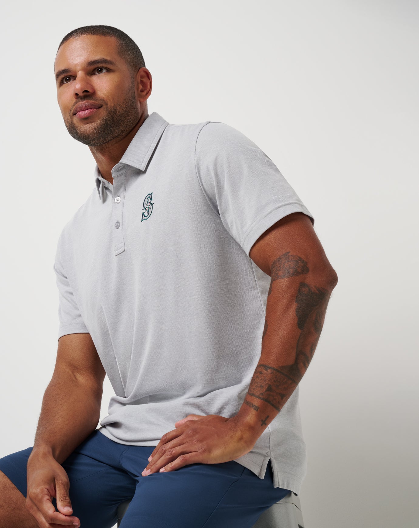 TravisMathew Seattle Mariners Playoff Pitch Polo - Heather Grey