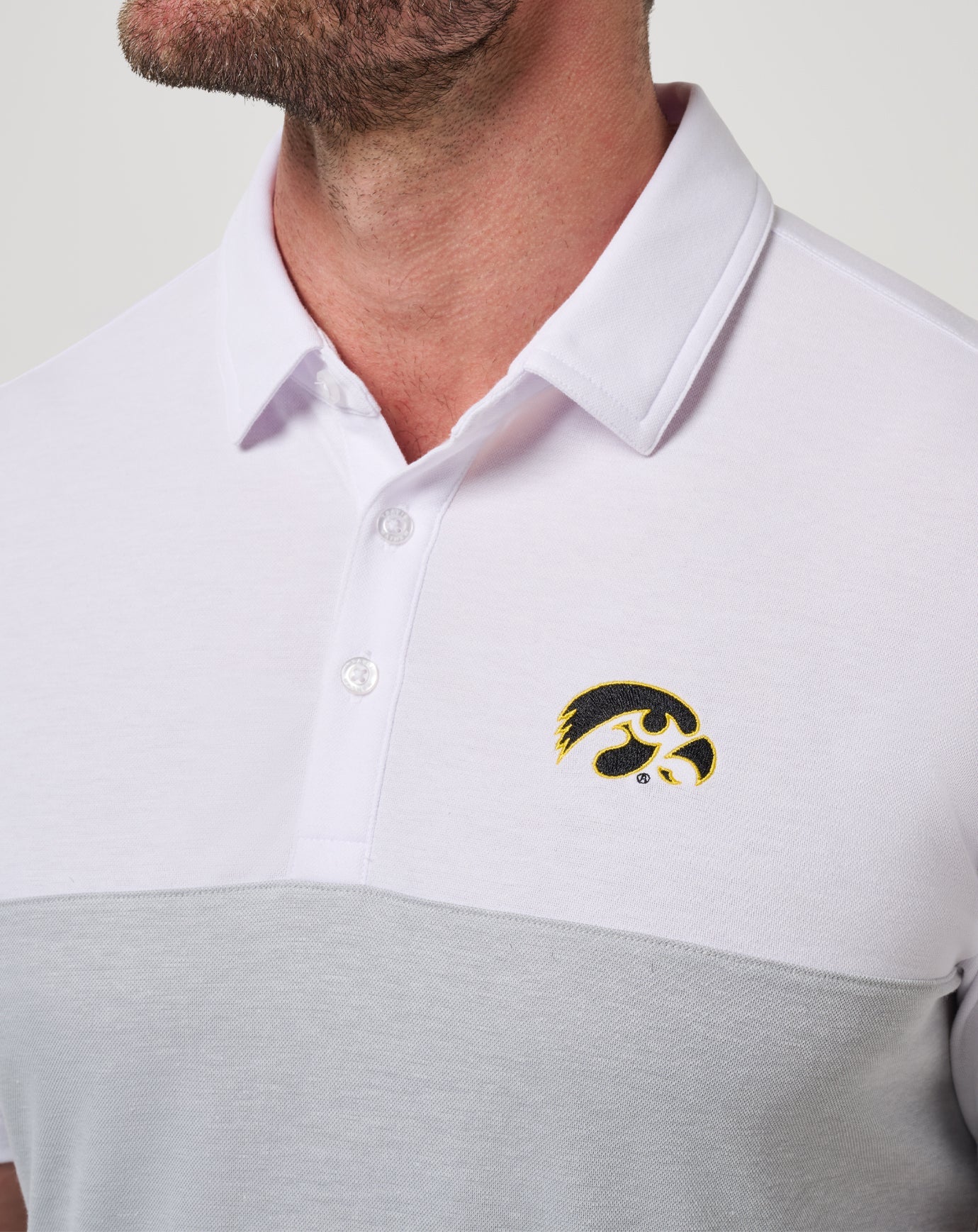 TravisMathew Iowa Drop Back Polo - White/Heather Grey