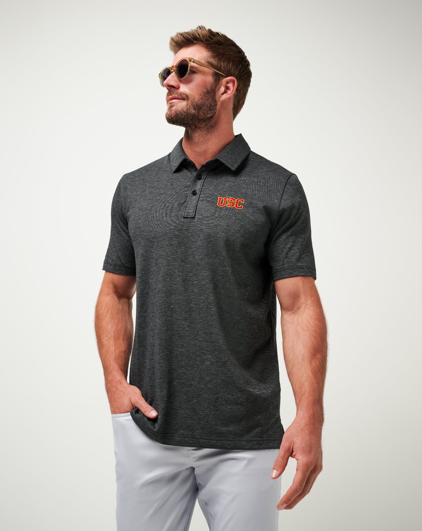 TravisMathew USC The Zinna Polo - Heather Black