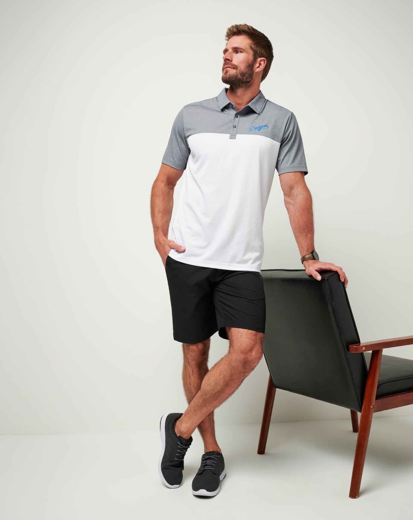 TravisMathew Los Angeles Dodgers The Rudds 2.0 Polo - Heather Quiet Shade/White