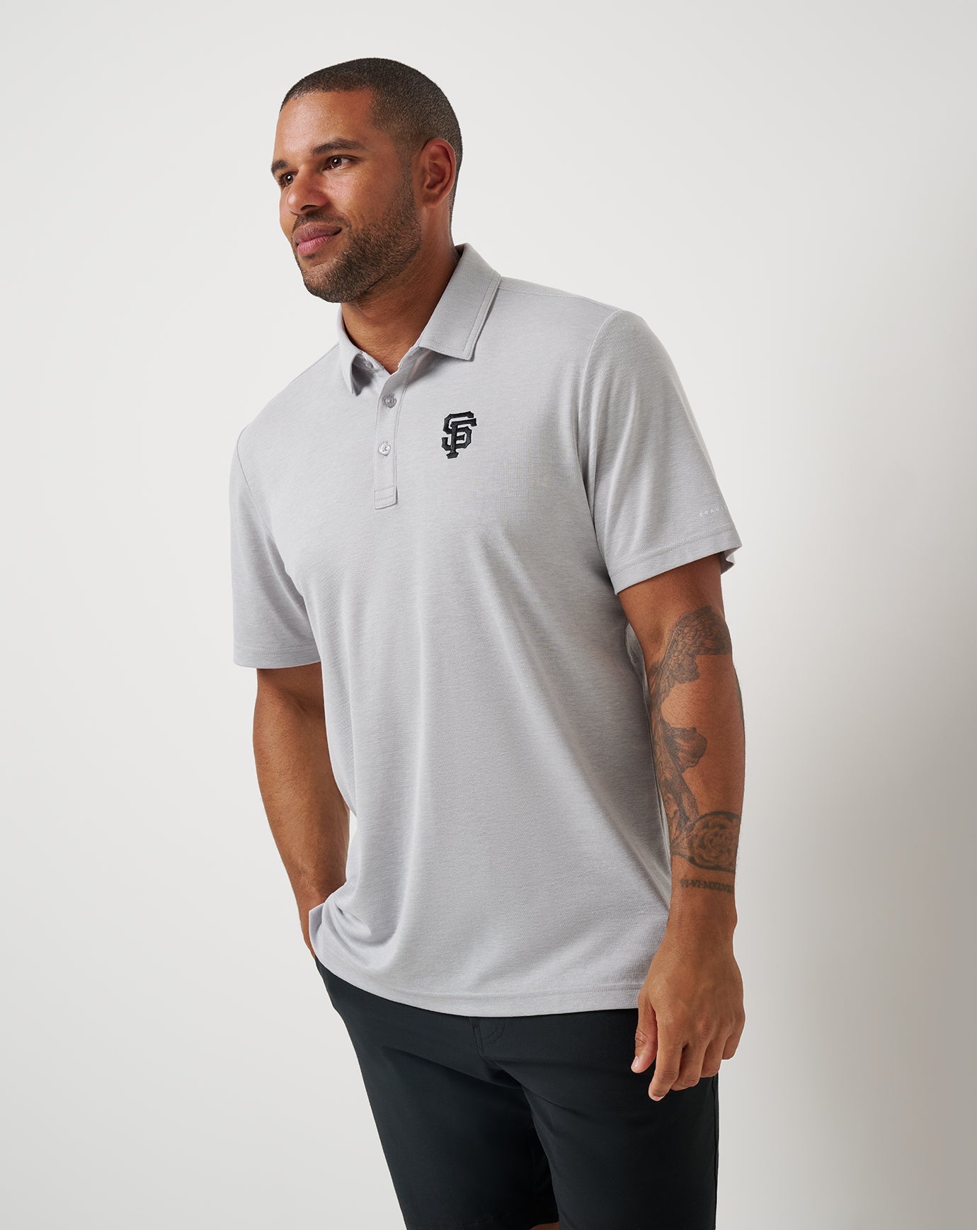TravisMathew San Francisco Giants Playoff Pitch Polo - Heather Grey