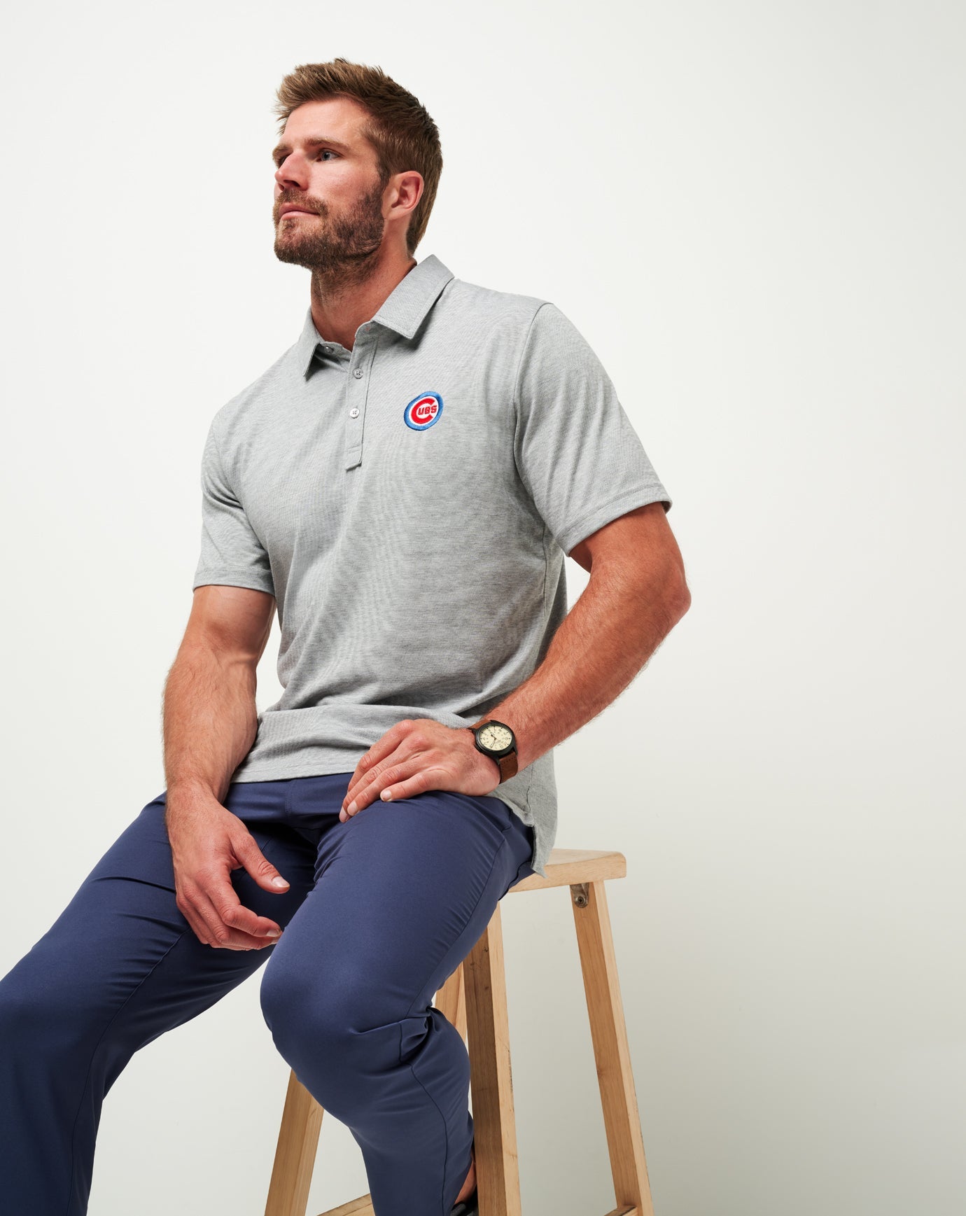 TravisMathew Chicago Cubs The Zinna Polo - Heather Grey