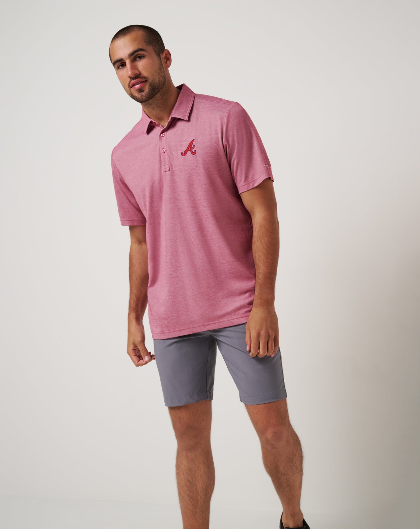 TravisMathew Atlanta Braves Playoff Pitch Polo - Heather Red