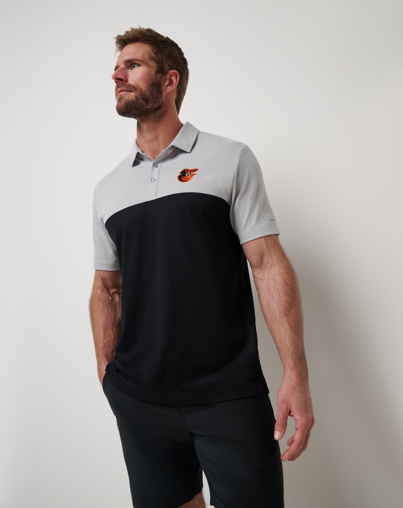 TravisMathew Baltimore Orioles Home Run Leader Polo - Heather Grey/Black