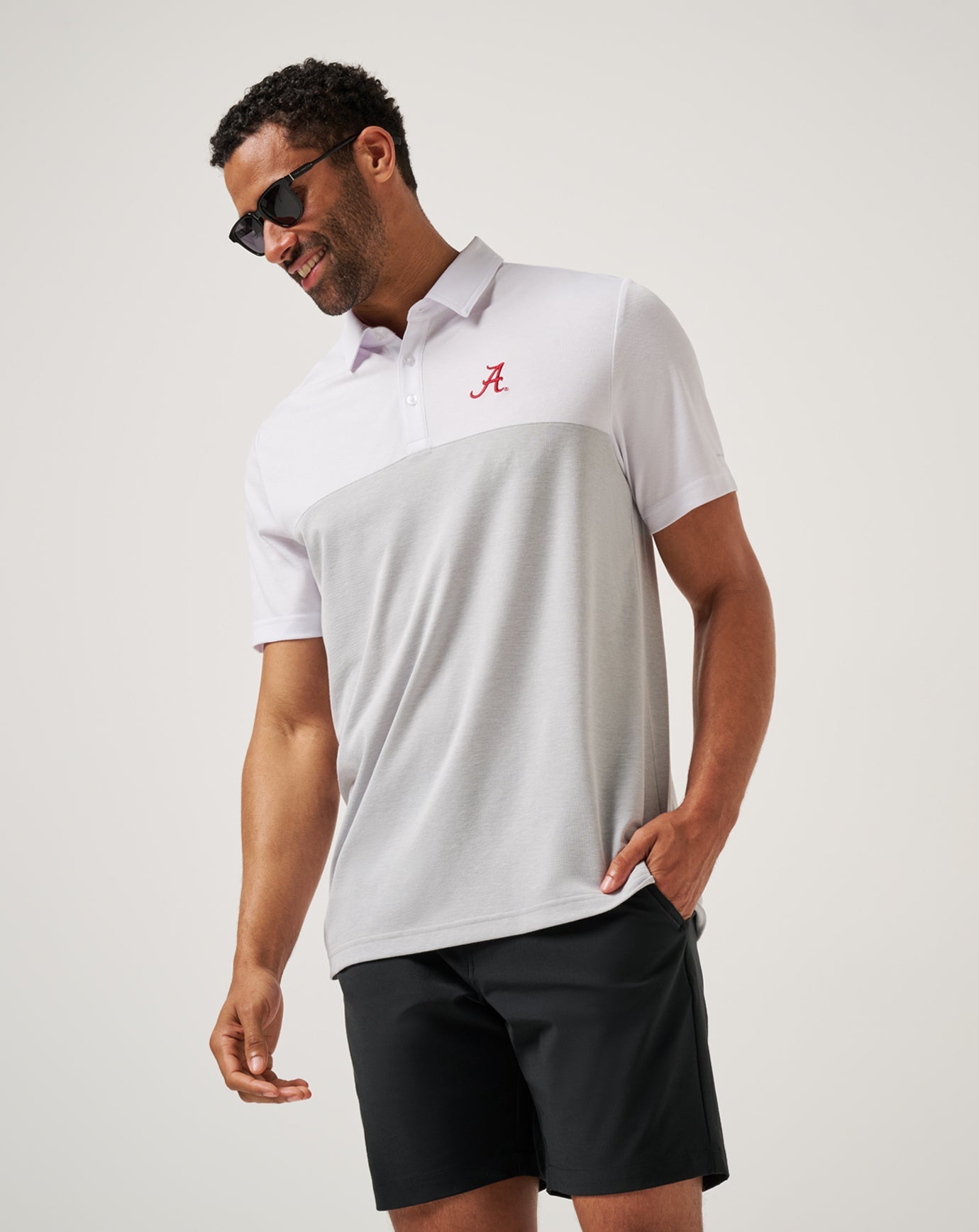 TravisMathew Alabama Drop Back Polo - White/Heather Grey