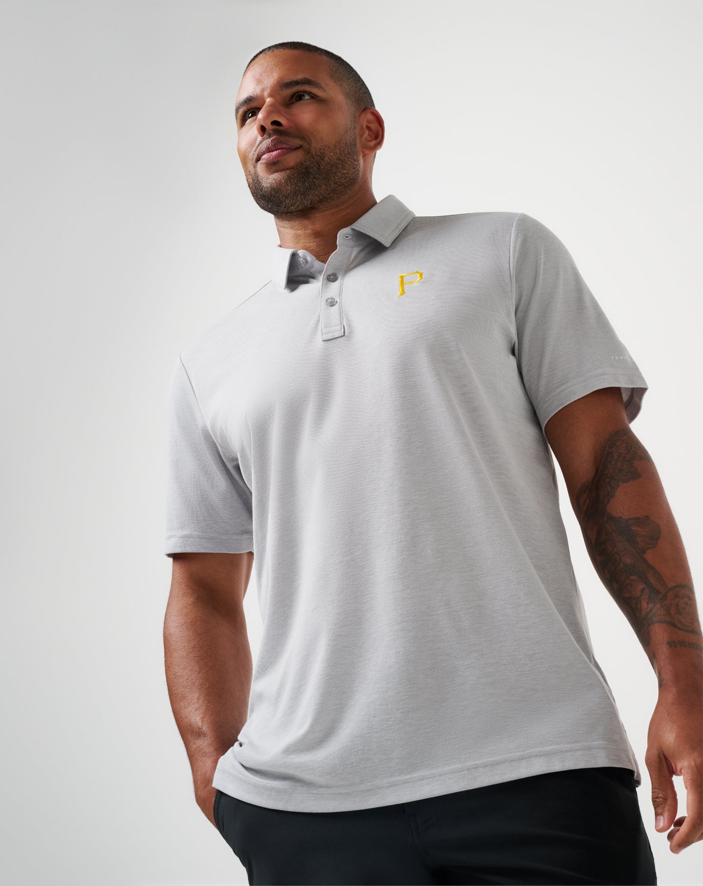TravisMathew Pittsburgh Pirates Playoff Pitch Polo - Heather Grey