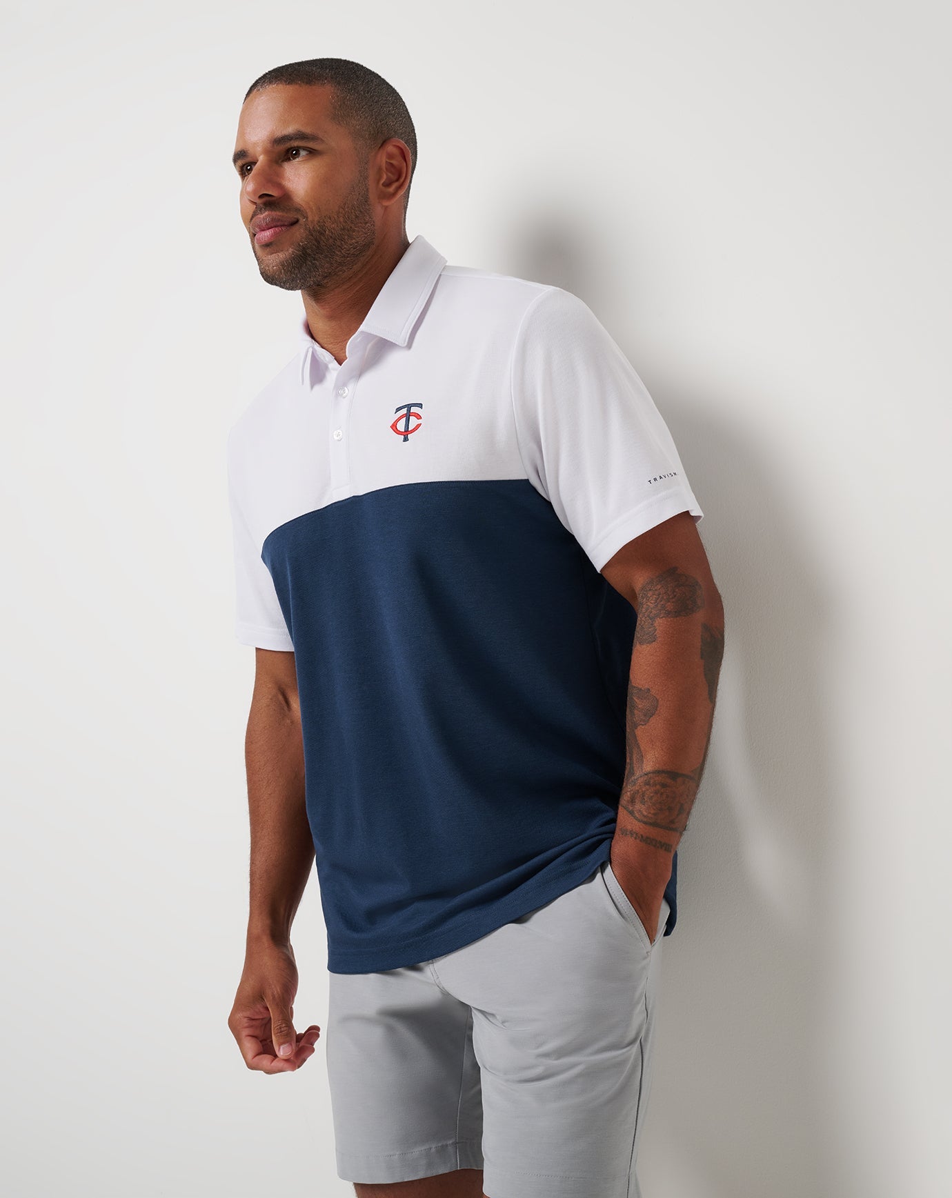 TravisMathew Minnesota Twins Home Run Leader Polo - White/Navy