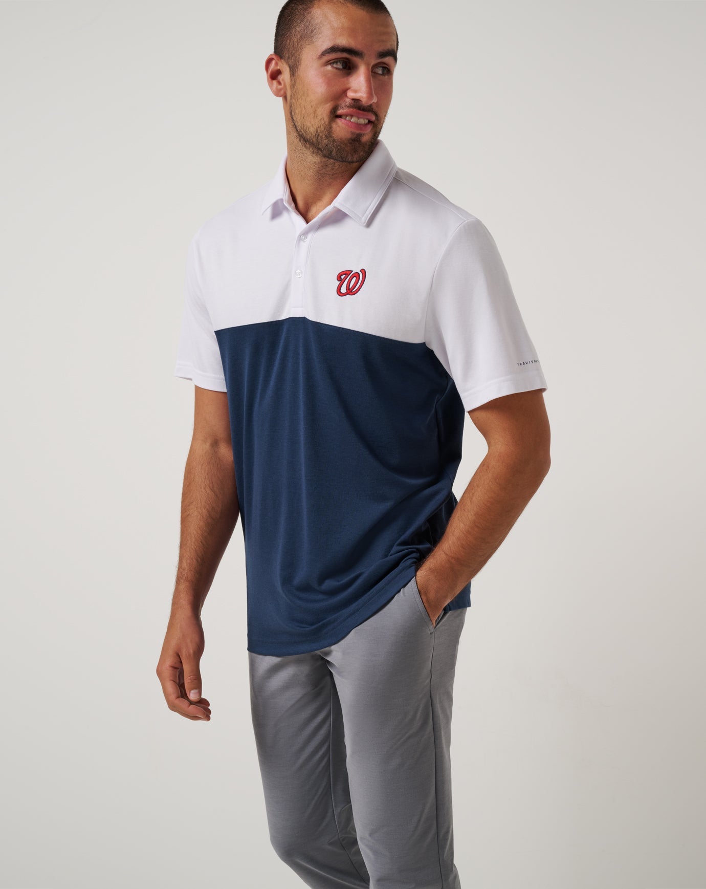 TravisMathew Washington Nationls Home Run Leader Polo - White/Navy
