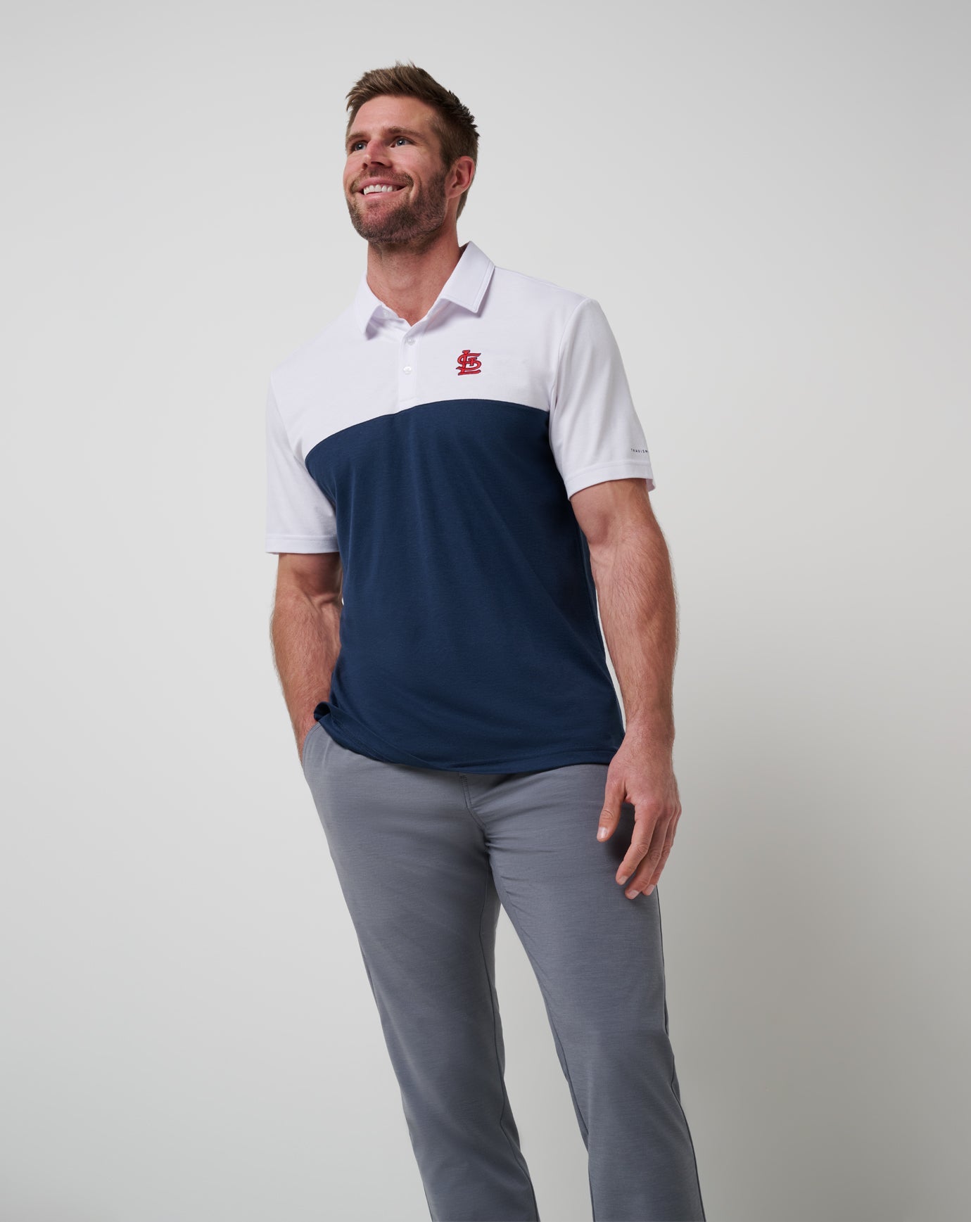 TravisMathew St Louis Cardinals Home Run Leader Polo - White/Navy