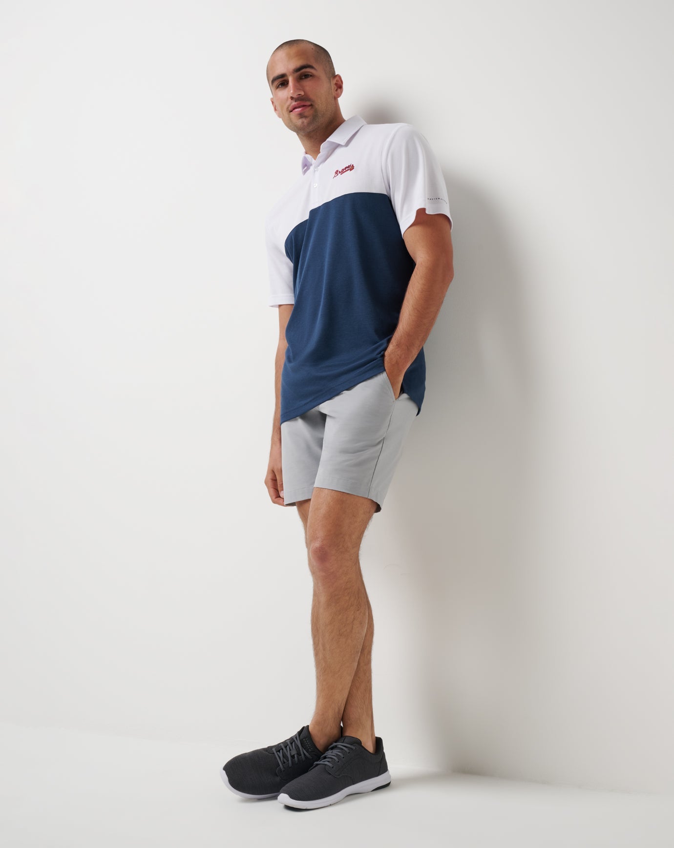 TravisMathew Atlanta Braves Home Run Leader Polo - White/Navy