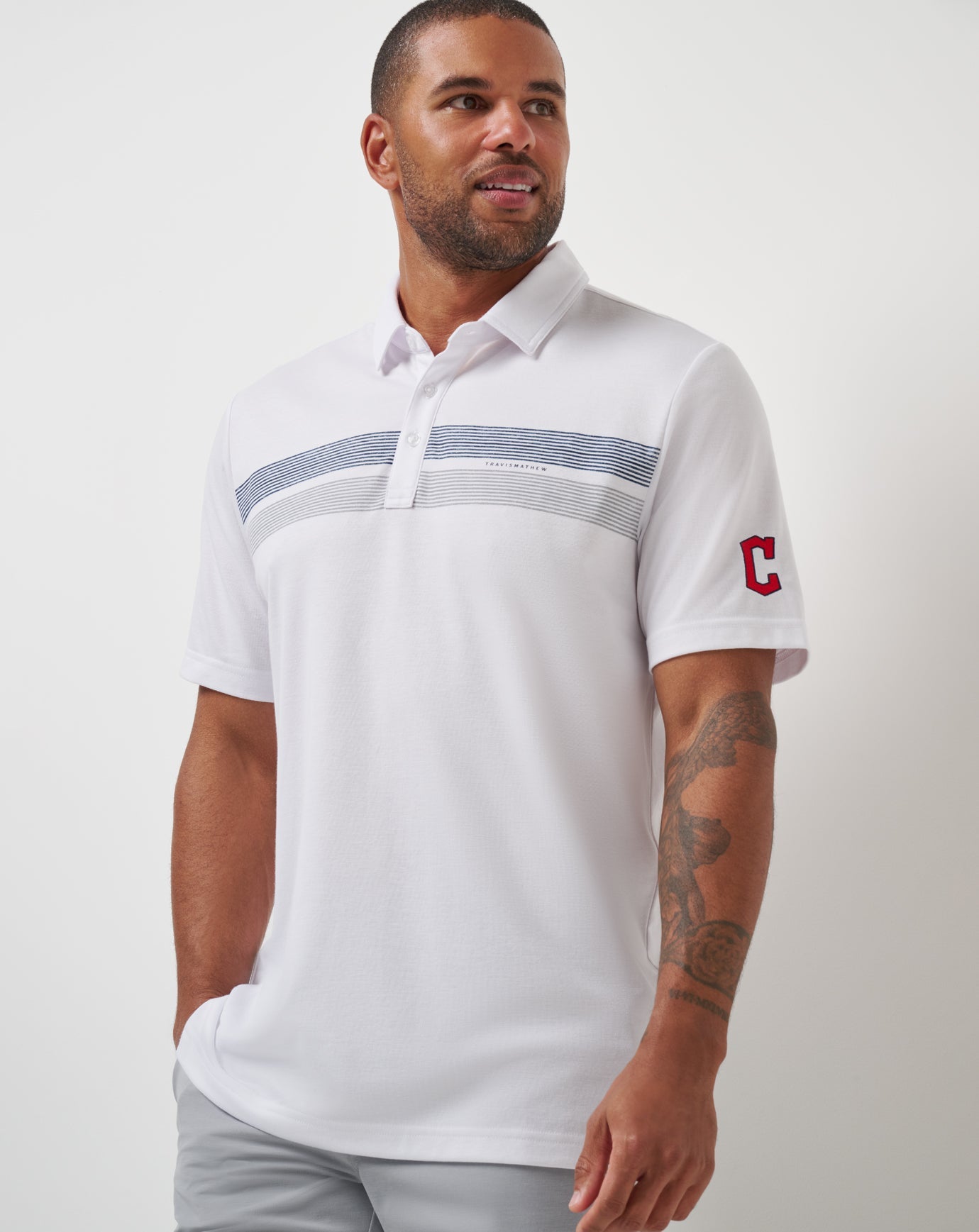 TravisMathew Cleveland Guardians Top Recruit Polo - White