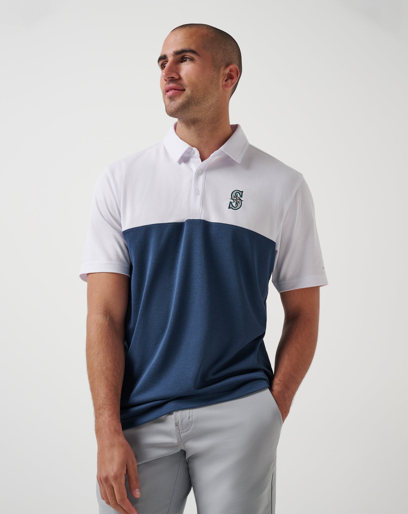 TravisMathew Seattle Mariners Home Run Leader Polo - White/Navy