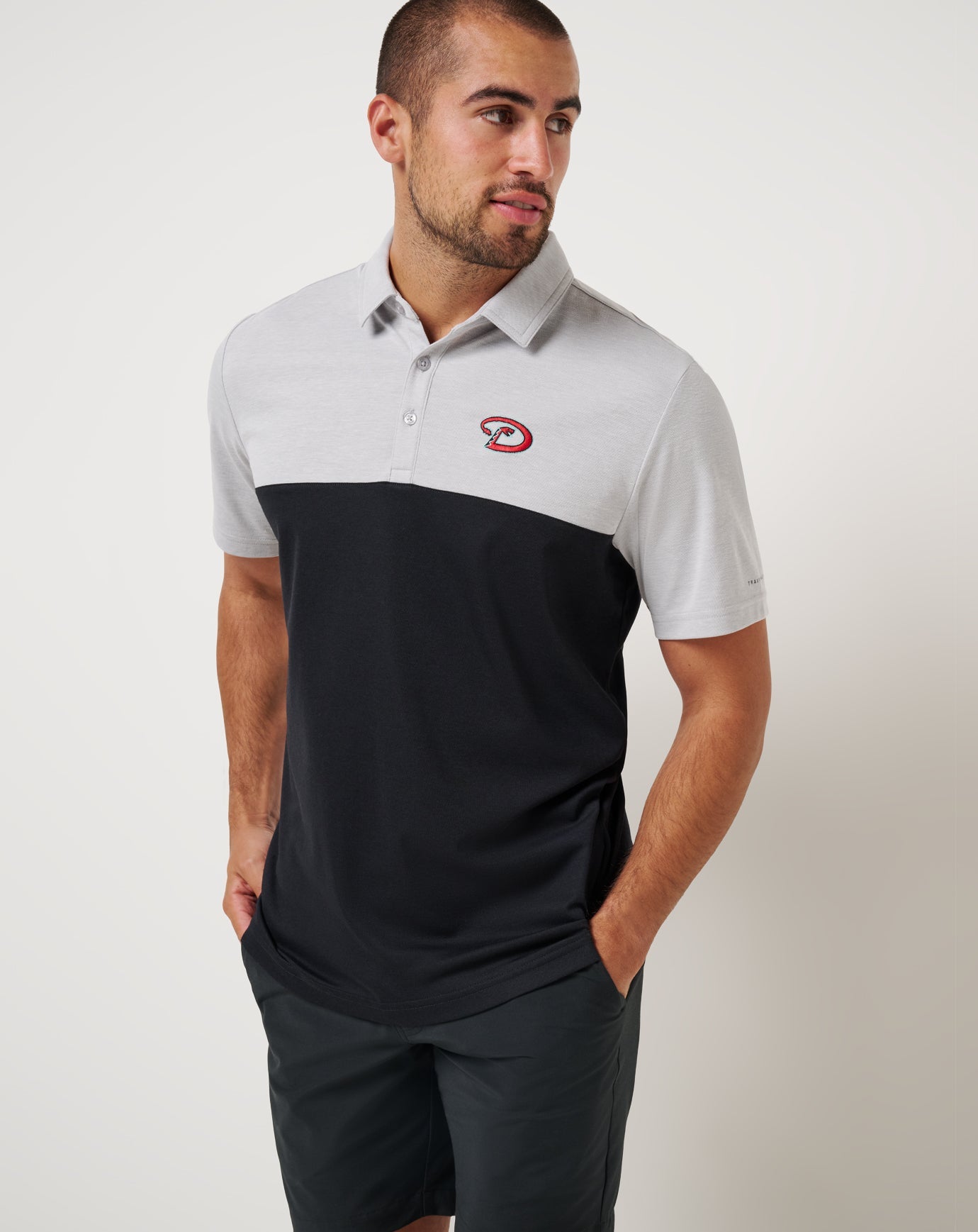 TravisMathew Arizona Diamondbacks Home Run Leader Polo - Heather Grey/Black
