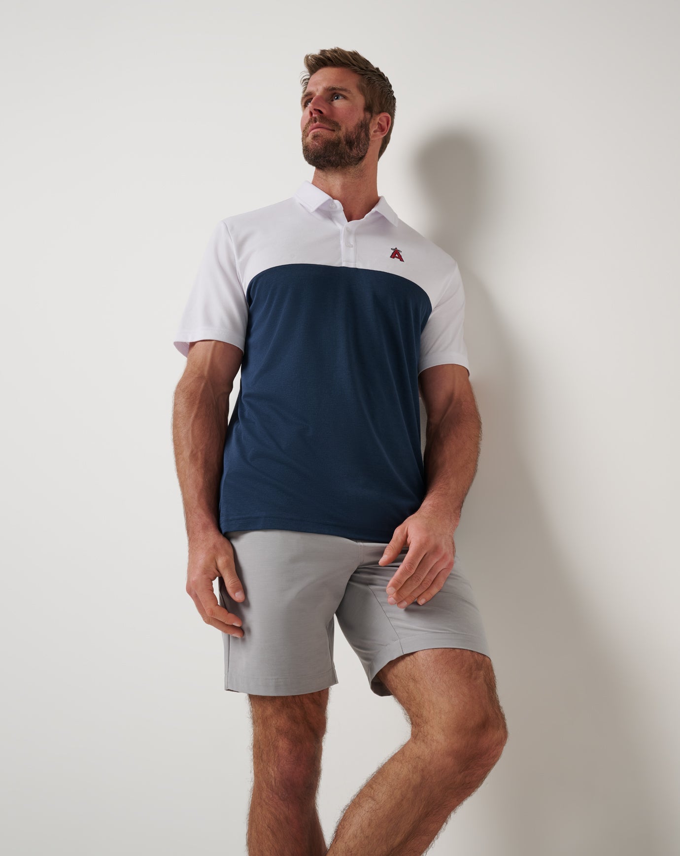 TravisMathew Los Angeles Angels Home Run Leader Polo - White/Navy