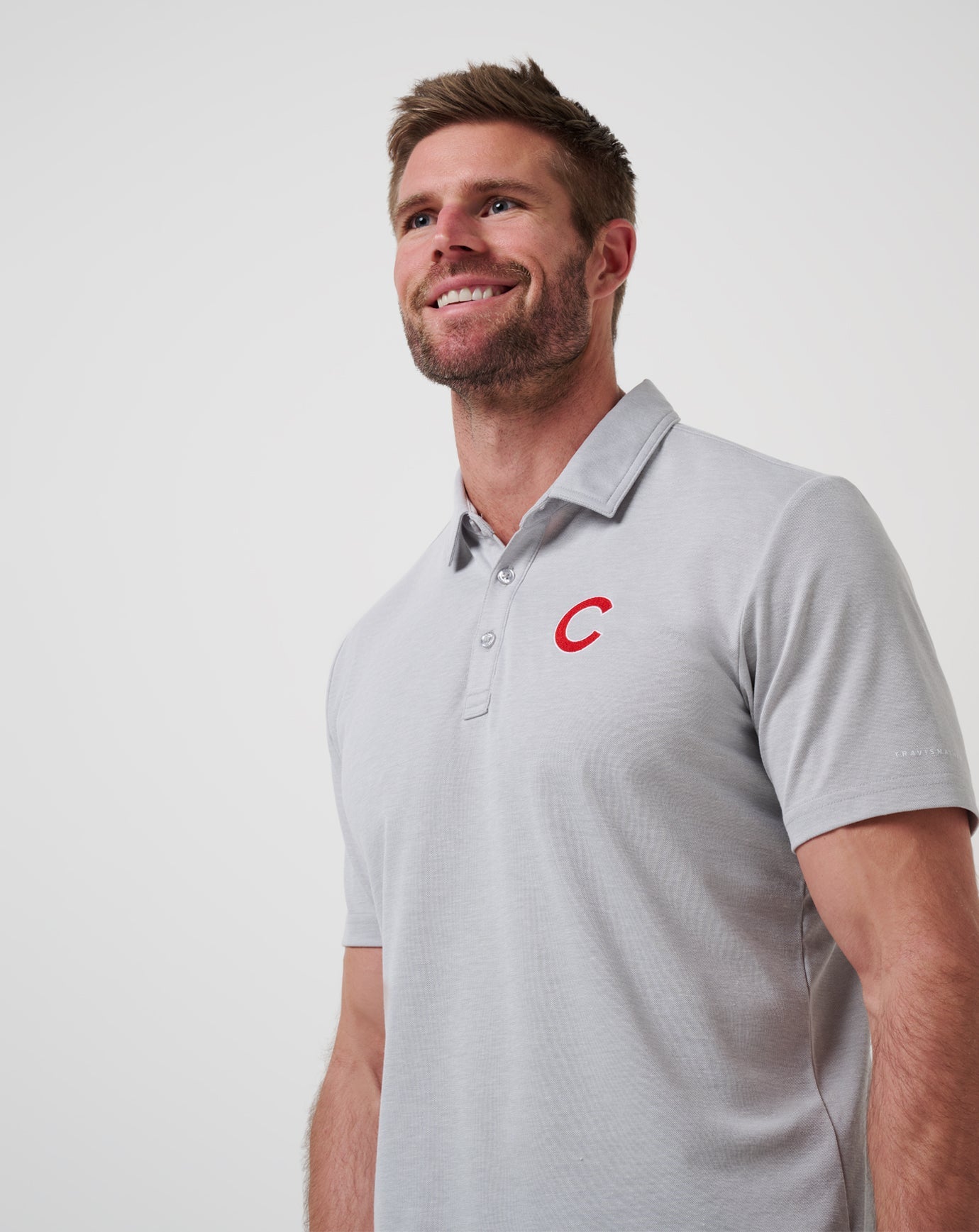 TravisMathew Chicago Cubs Playoff Pitch Polo - Heather Grey