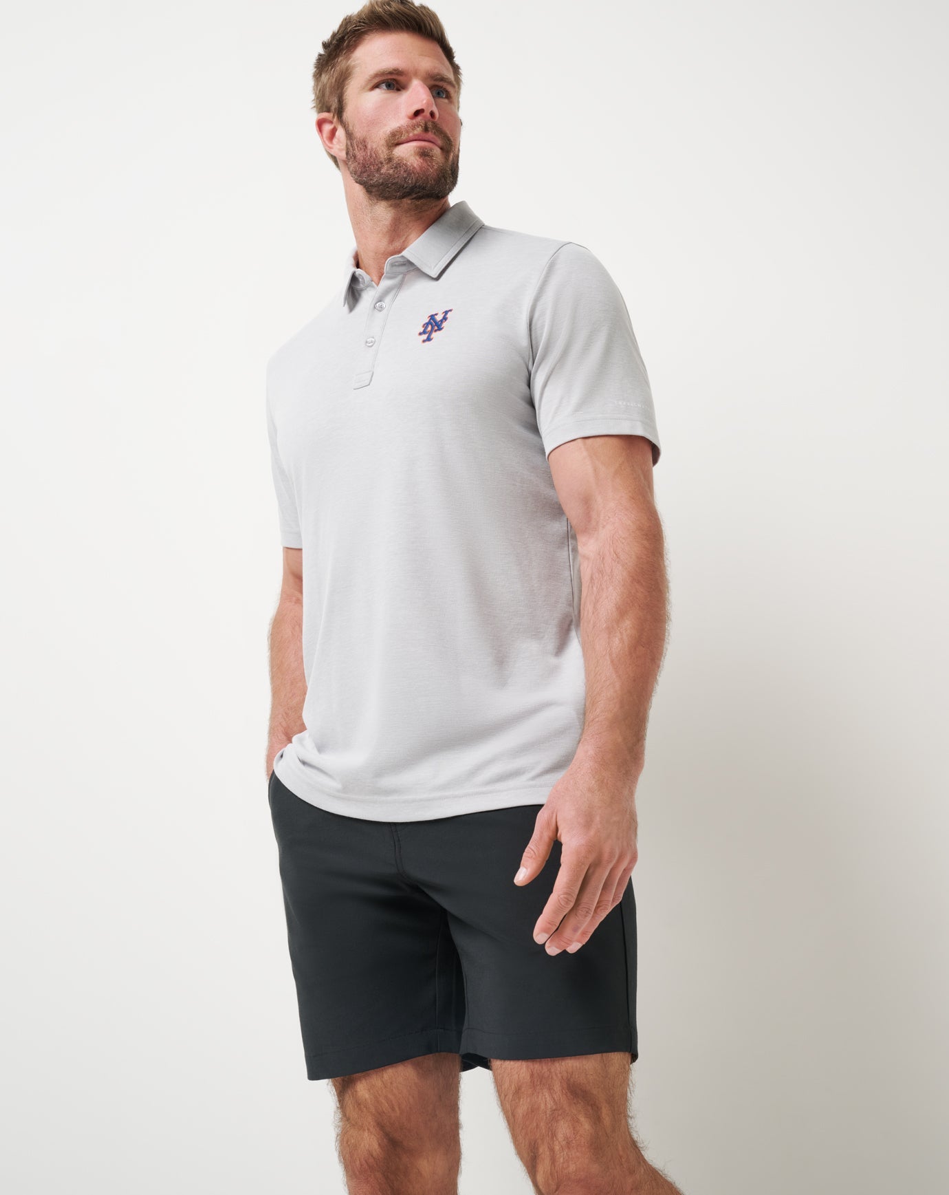 TravisMathew New York Mets Playoff Pitch Polo - Heather Grey