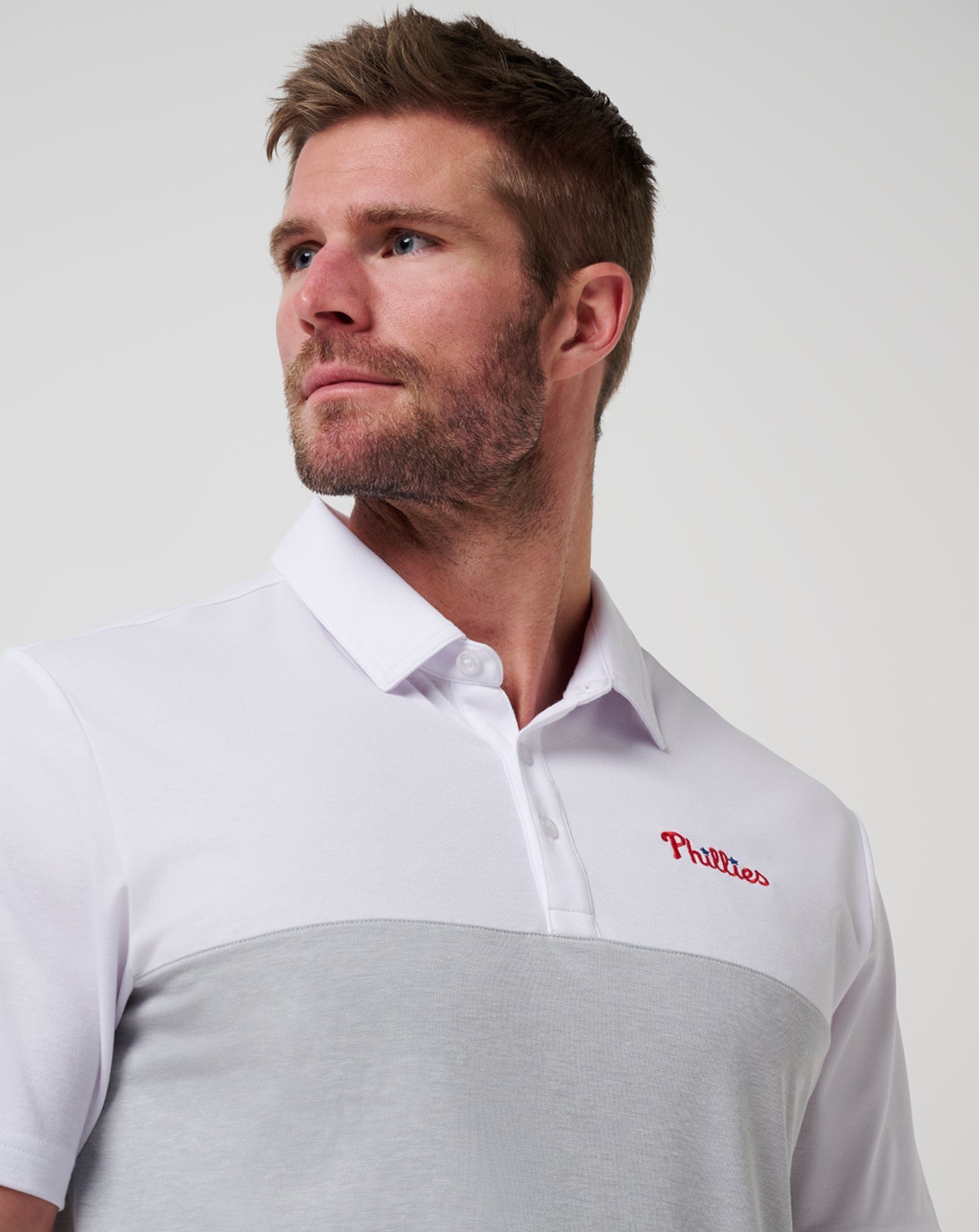 TravisMathew Philadelphia Phillies Home Run Leader Polo - White/Heather Grey