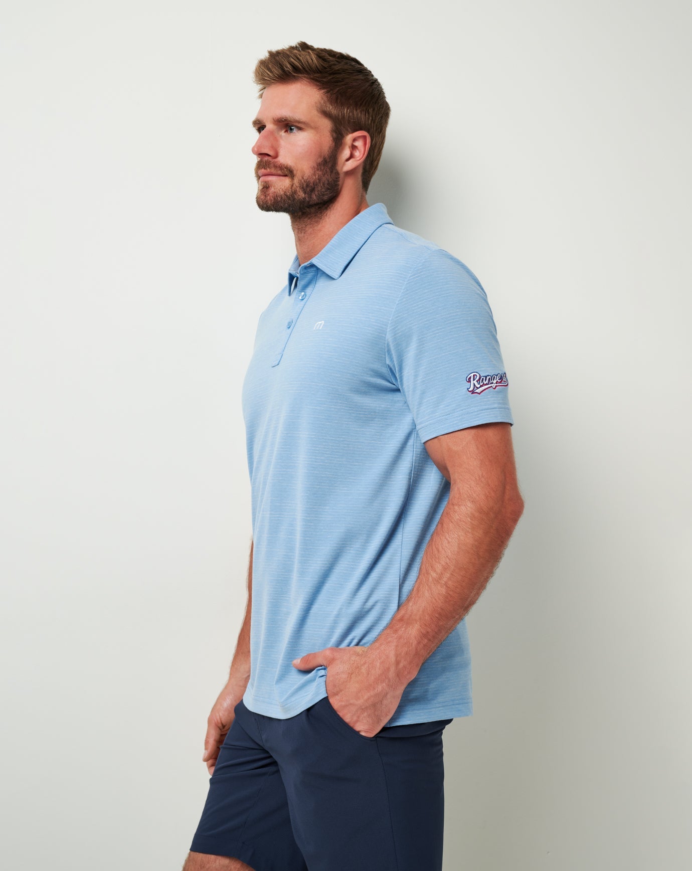 TravisMathew Texas Rangers The Heater Polo - Heather Heritage Blue