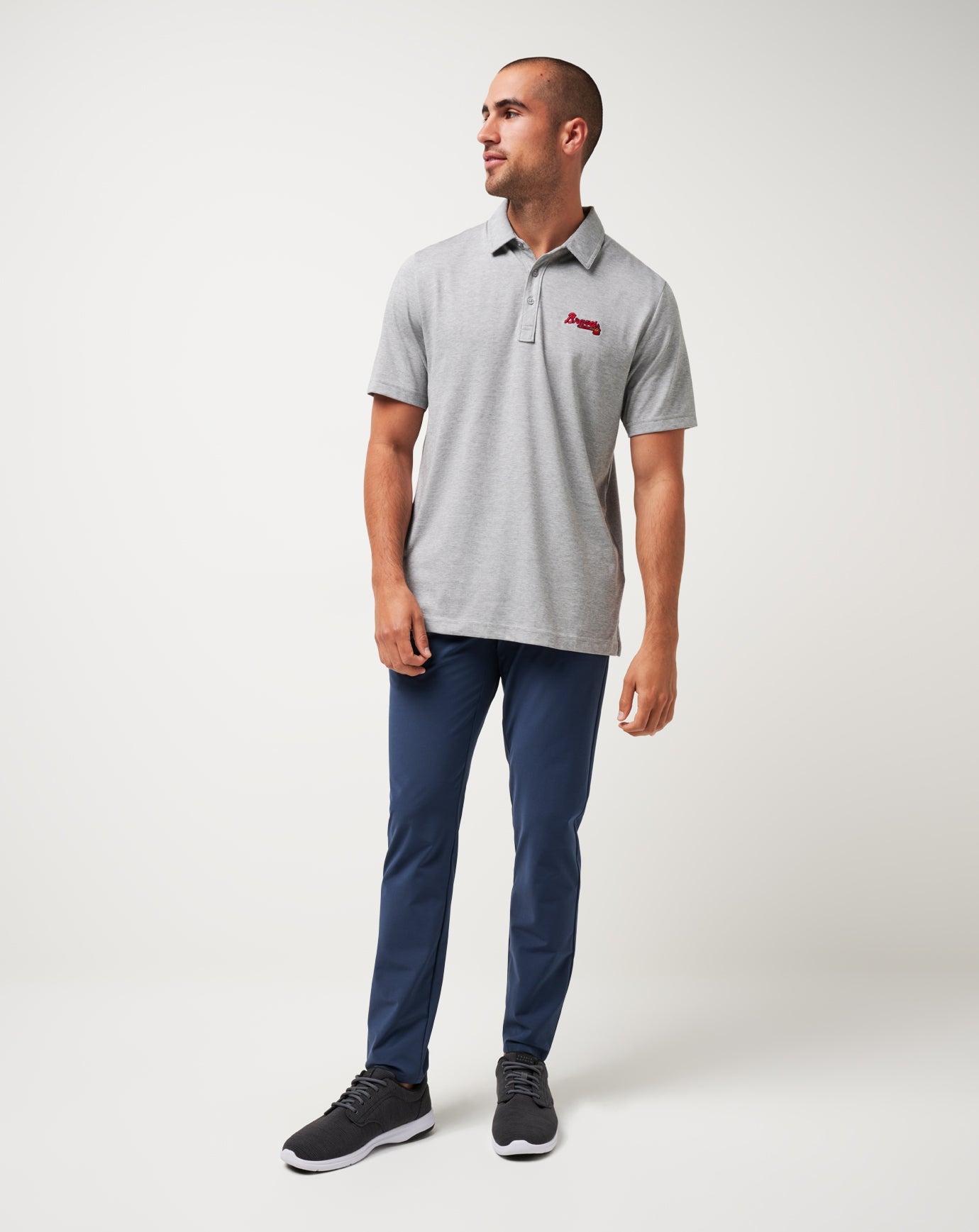 TravisMathew Atlanta Braves The Zinna Polo - Heather Grey