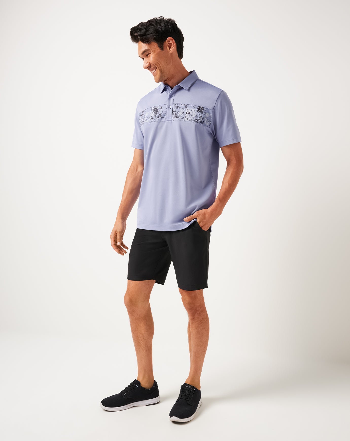 TravisMathew Good Good Chest Stripe Polo - Heather Violet Storm
