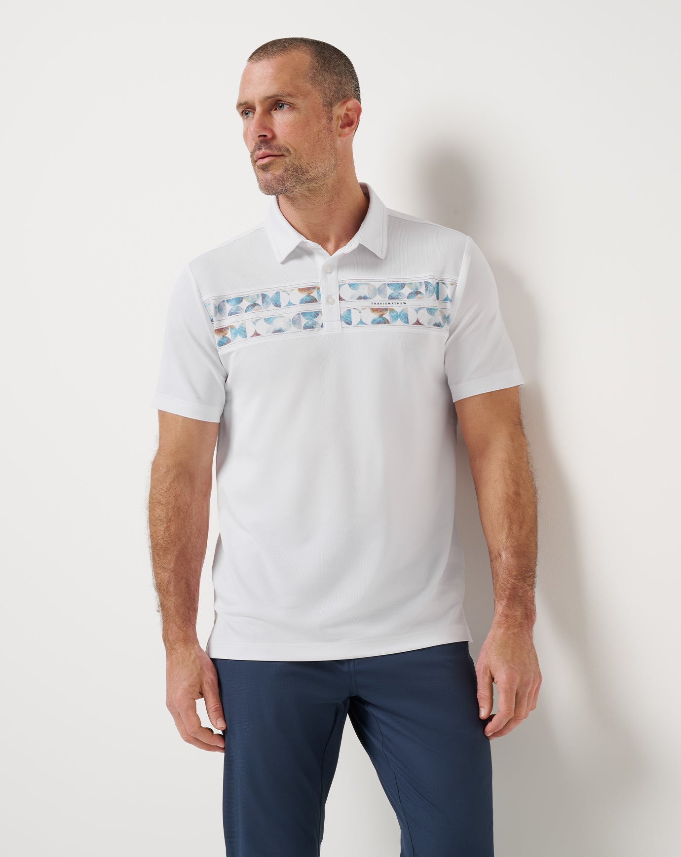 TravisMathew Good Good Chest Stripe Polo - White
