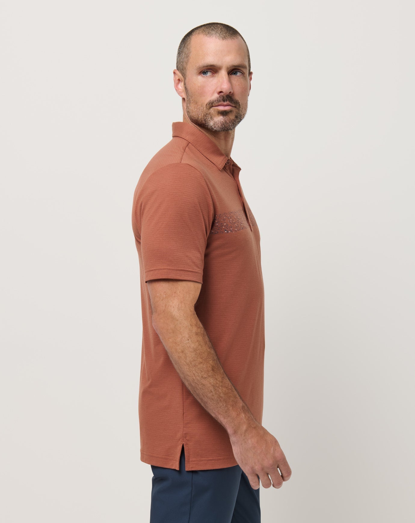 TravisMathew The Heater Chest Stripe Polo - Maple