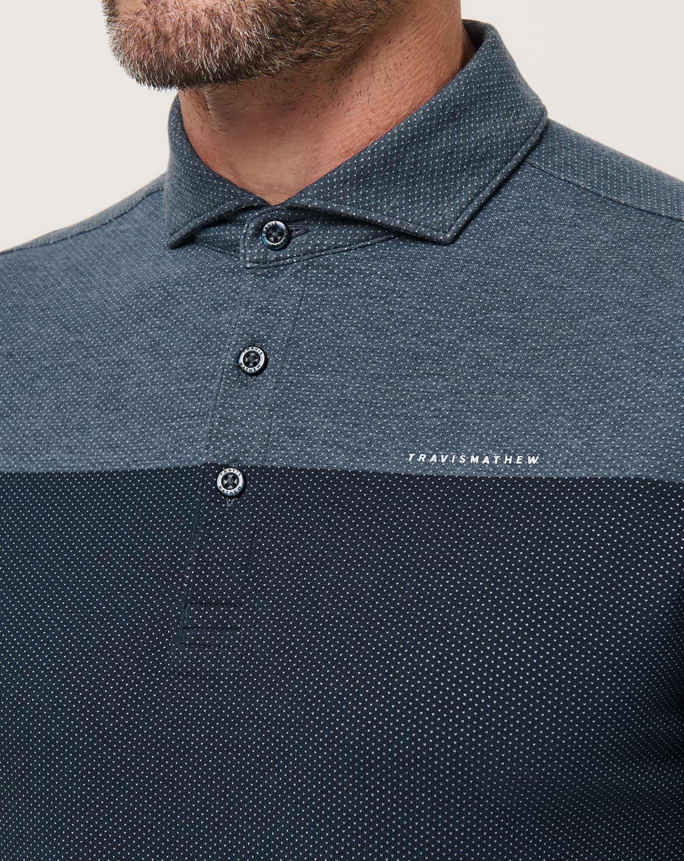 TravisMathew Rudder Runner Polo - Heather Total Eclipse