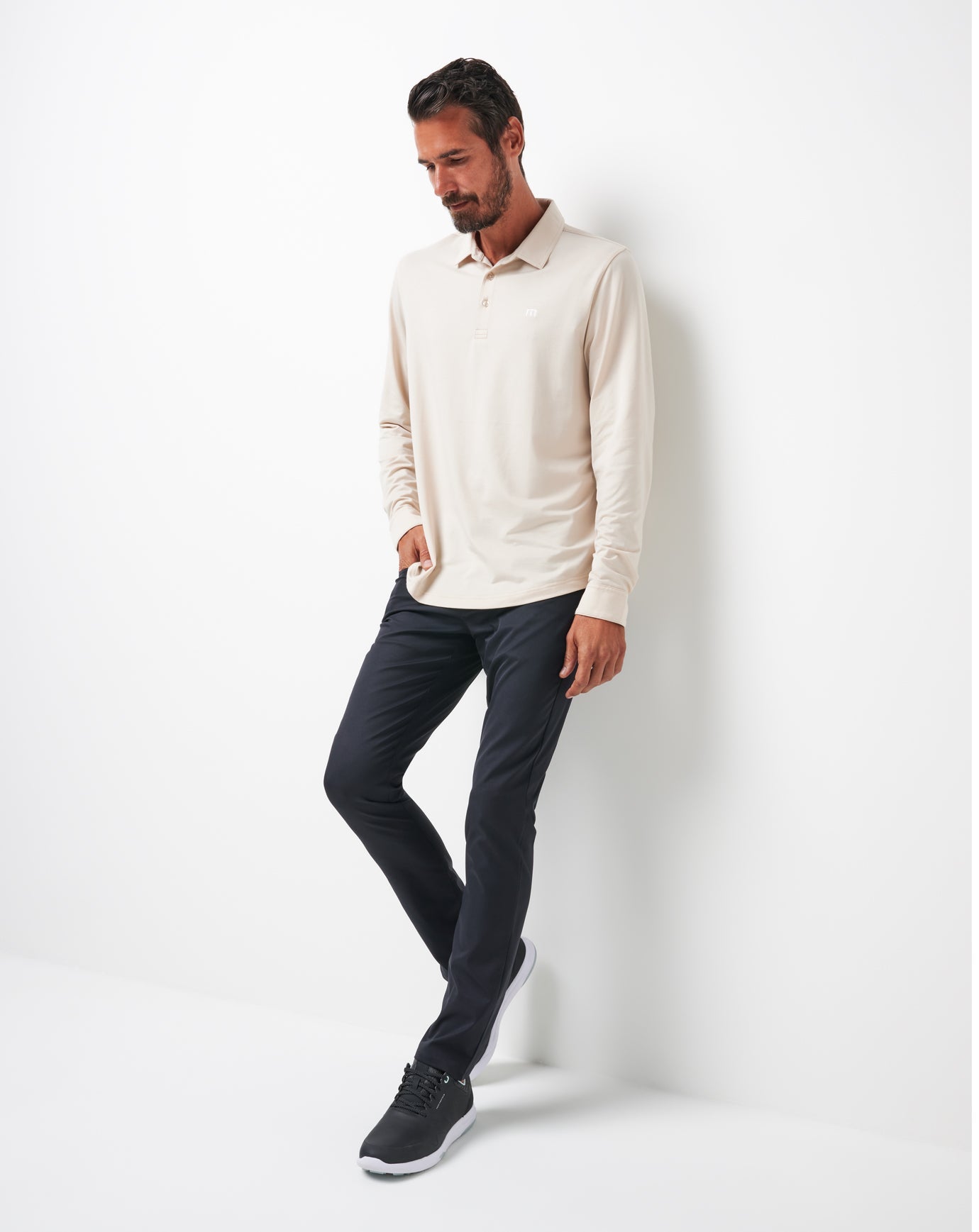 TravisMathew Featherweight Long Sleeve Polo - Italian Sand