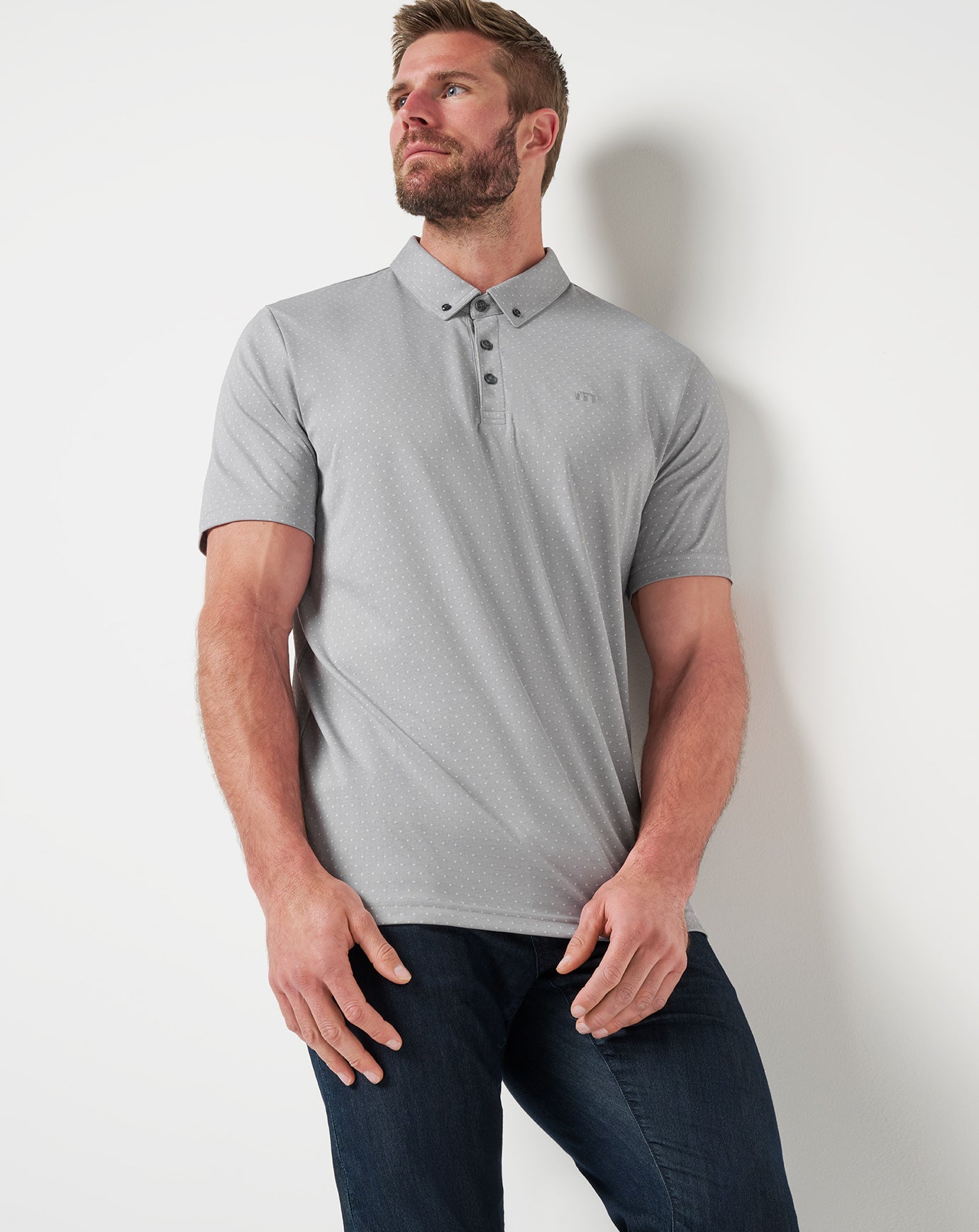 TravisMathew Handsome Town 3.0 Polo - Heather Light Grey