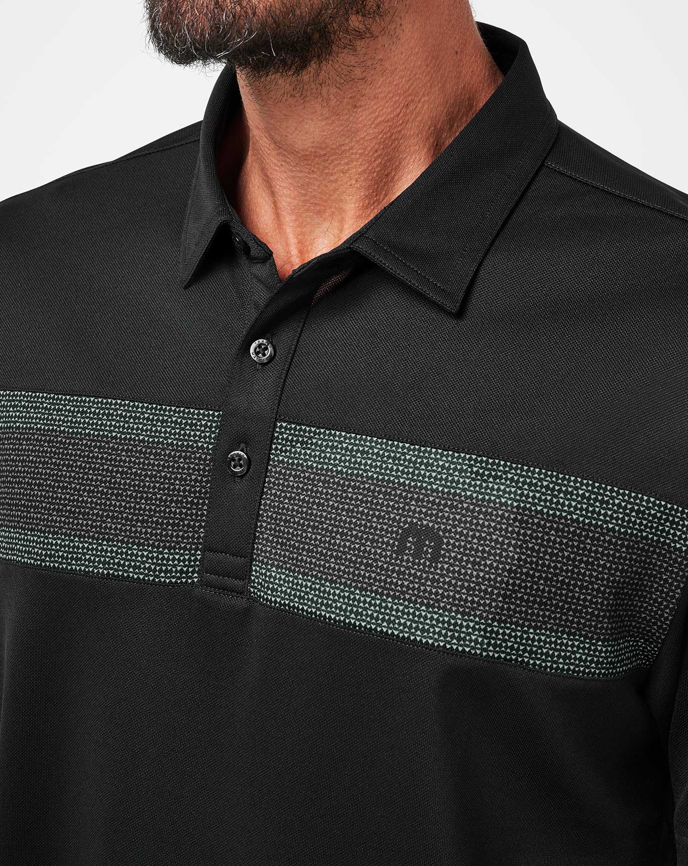 TravisMathew Good Good Chest Stripe Polo - Black/Eggshell