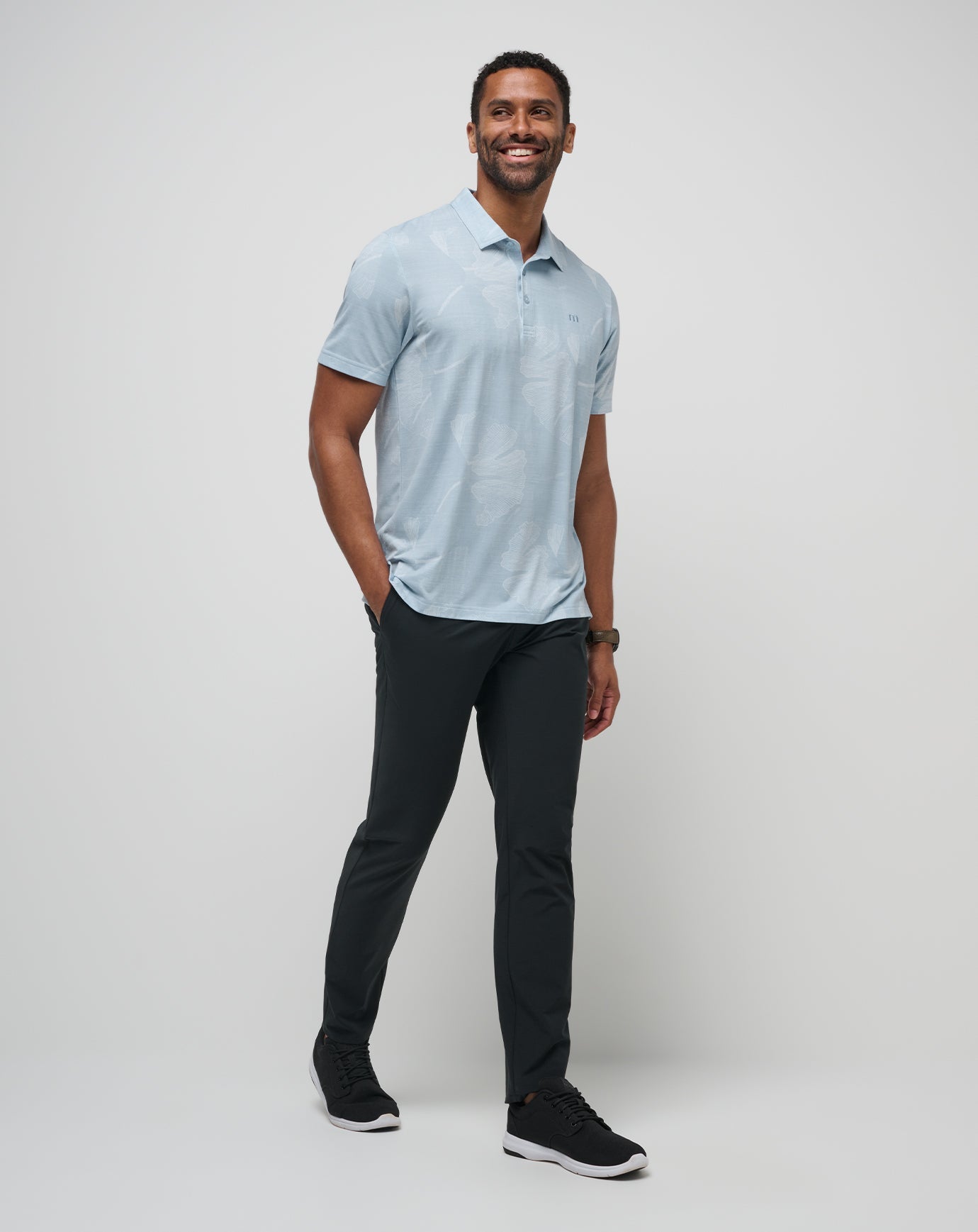 TravisMathew Featherweight Mist Polo - Heather Dusty Blue
