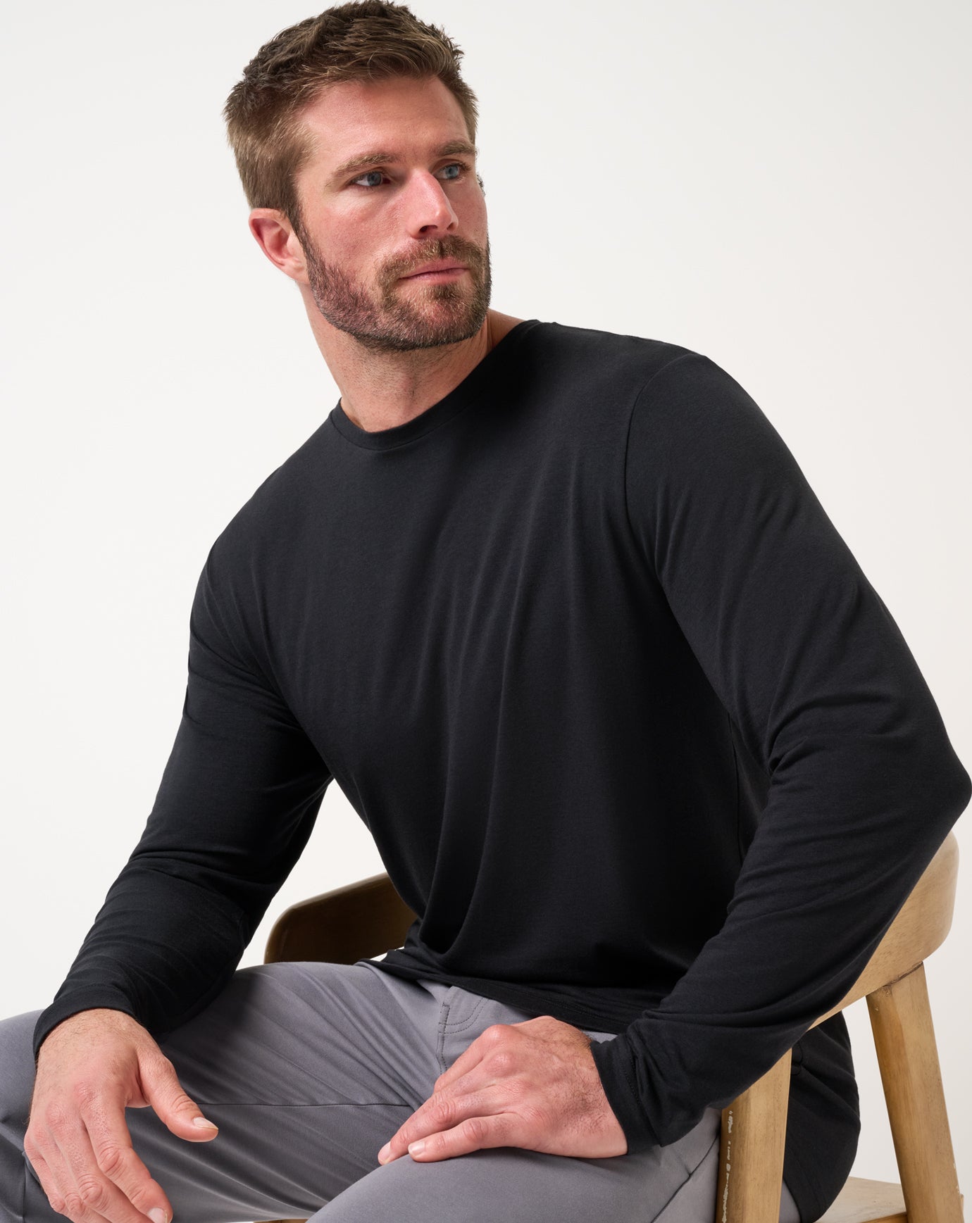 TravisMathew Cloud Crew Long Sleeve Tee - Black