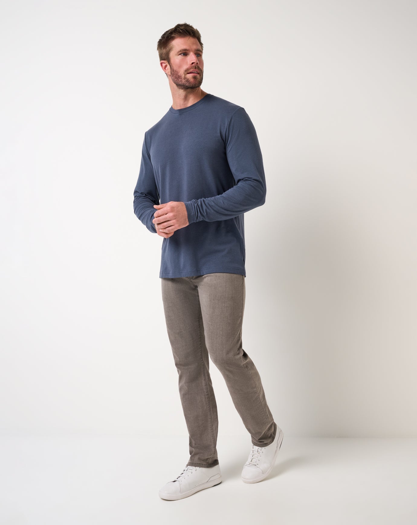 TravisMathew Cloud Crew Long Sleeve Tee - Blue Nights