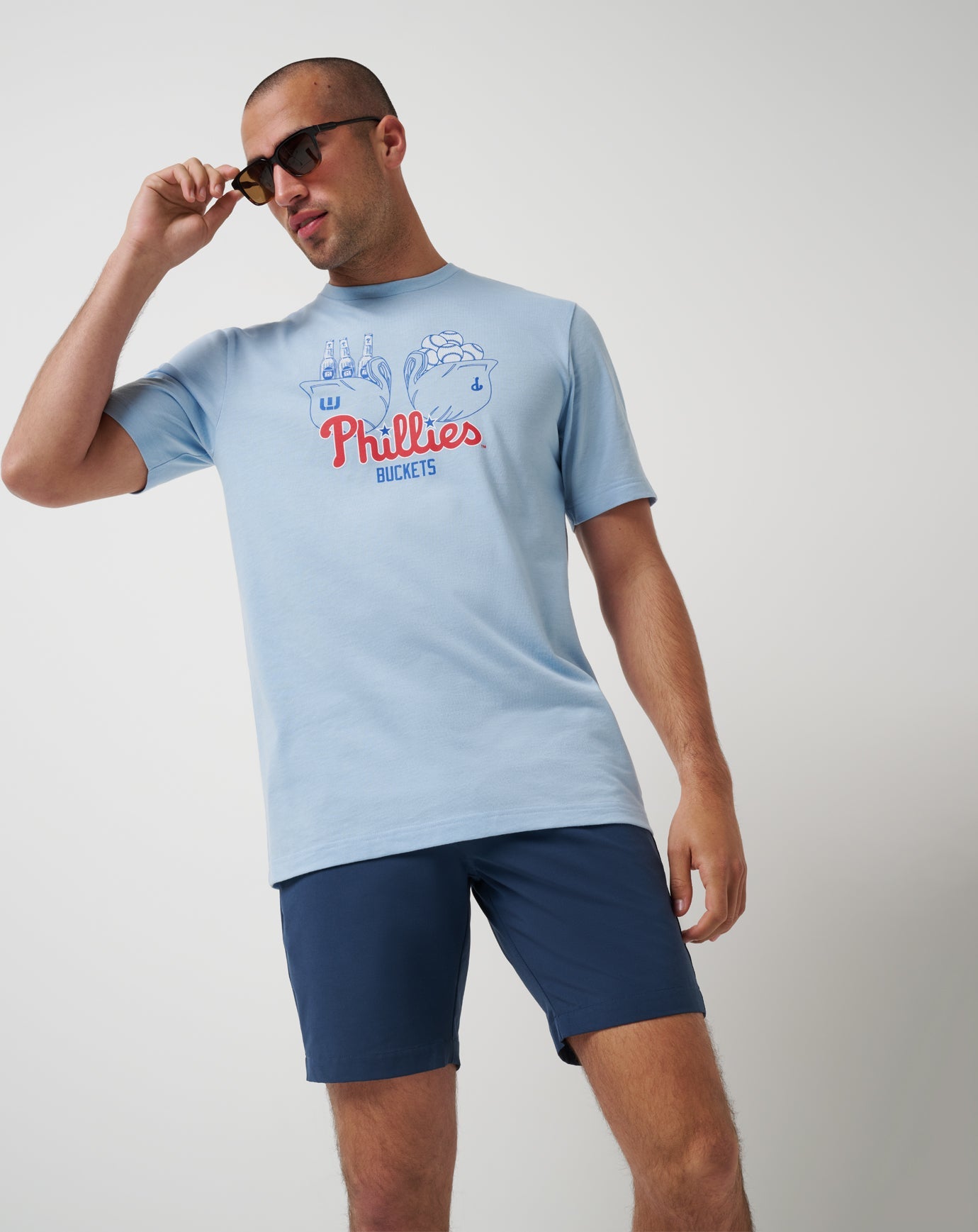 TravisMathew Philadelphia Phillies Strike Two Tee - Heather Blue