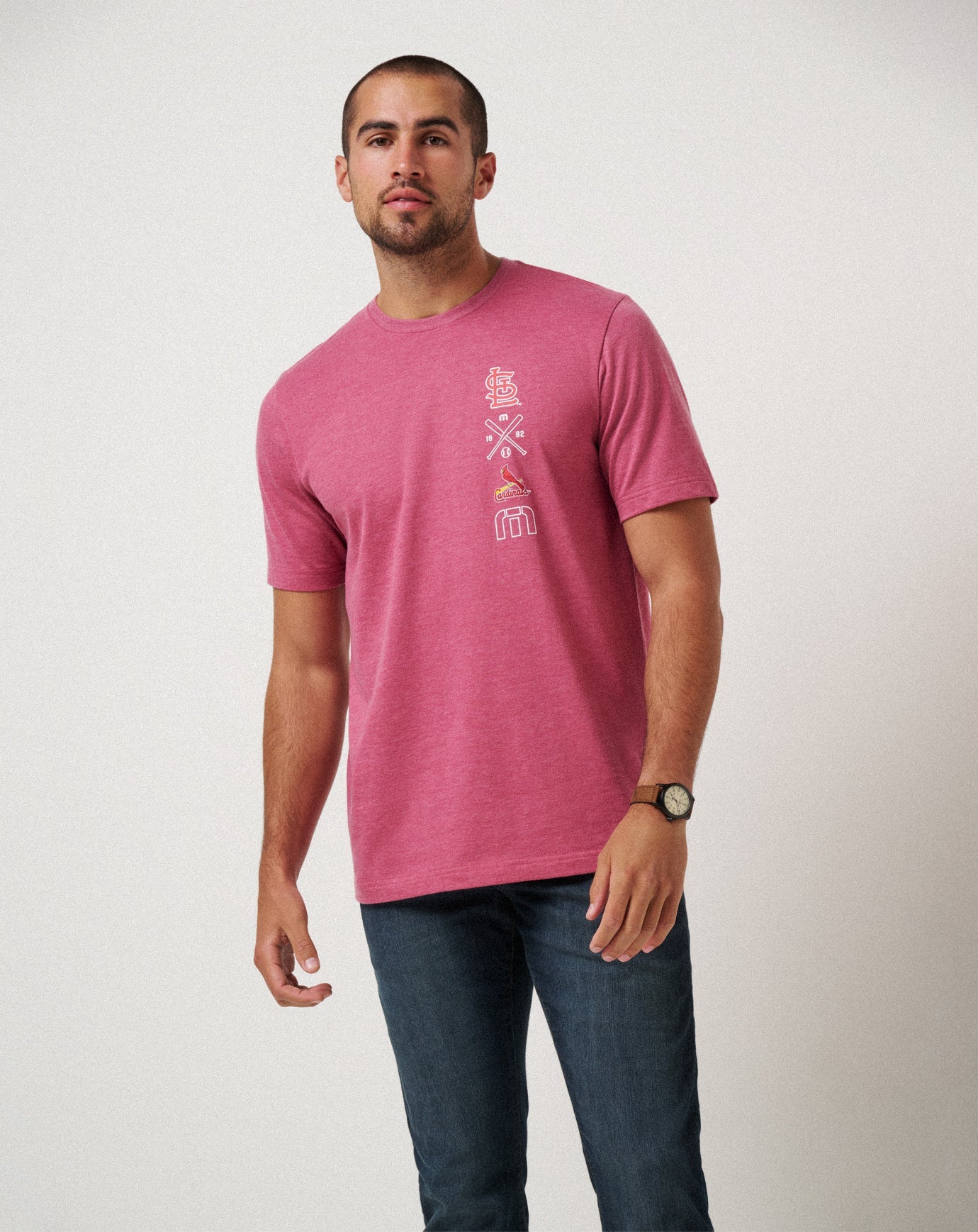 TravisMathew St Louis Cardinals Sunset Slam 2.0 Tee - Heather Red