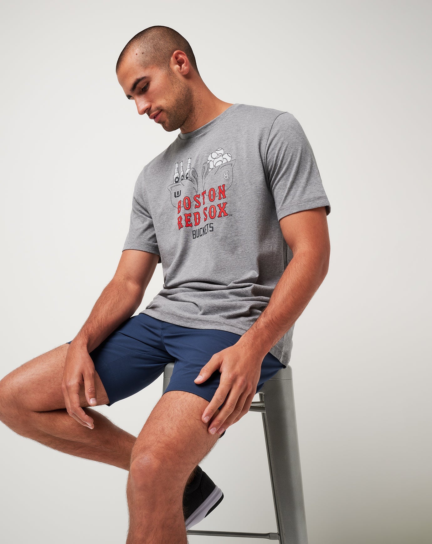 TravisMathew Boston Red Sox Strike One Tee - Heather Grey