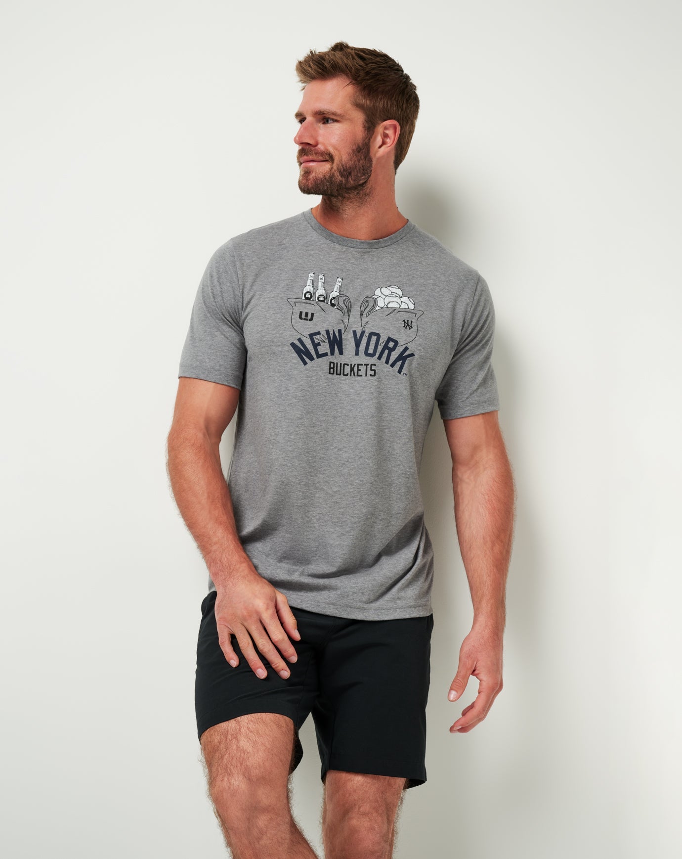 TravisMathew New York Yankees Strike One Tee - Heather Grey
