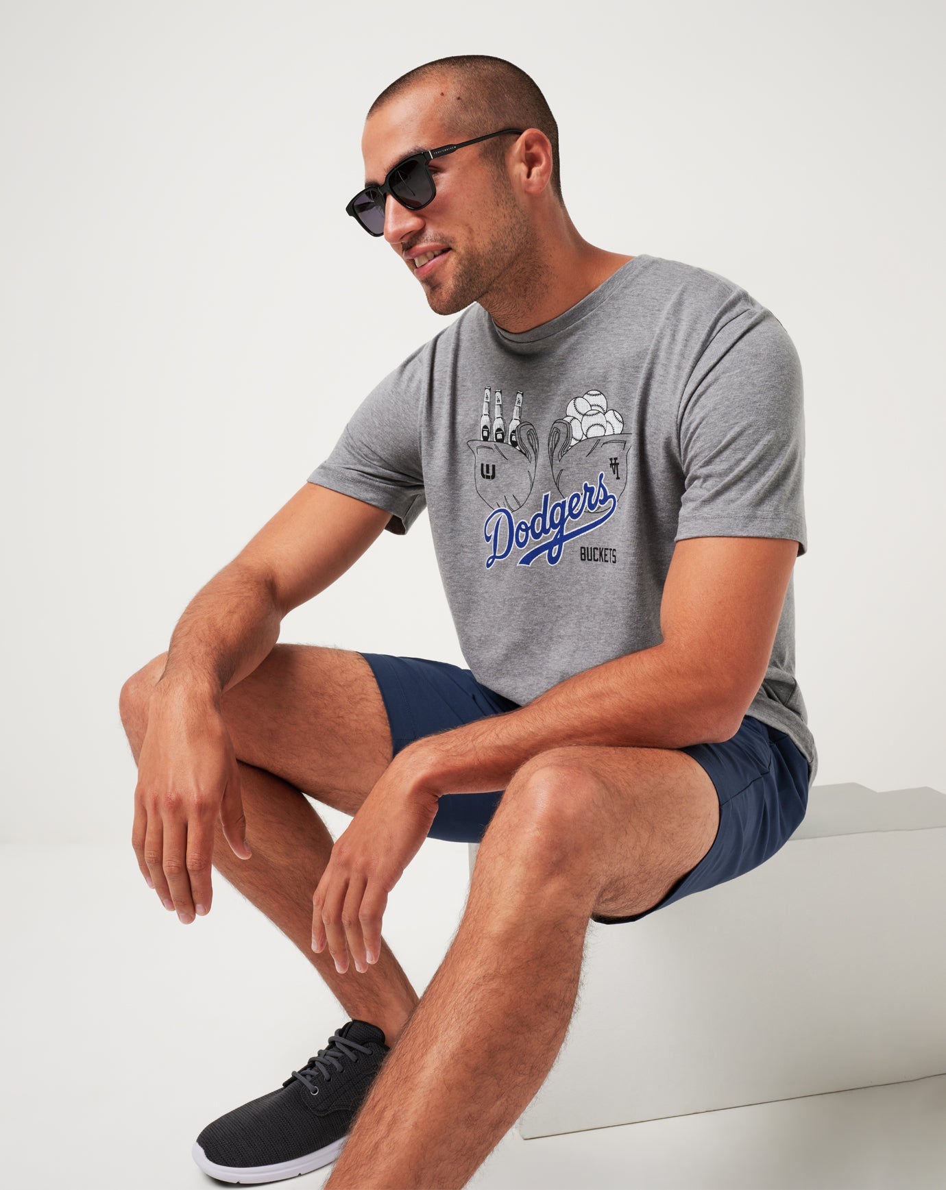 TravisMathew Los Angeles Dodgers Strike One Tee - Heather Grey