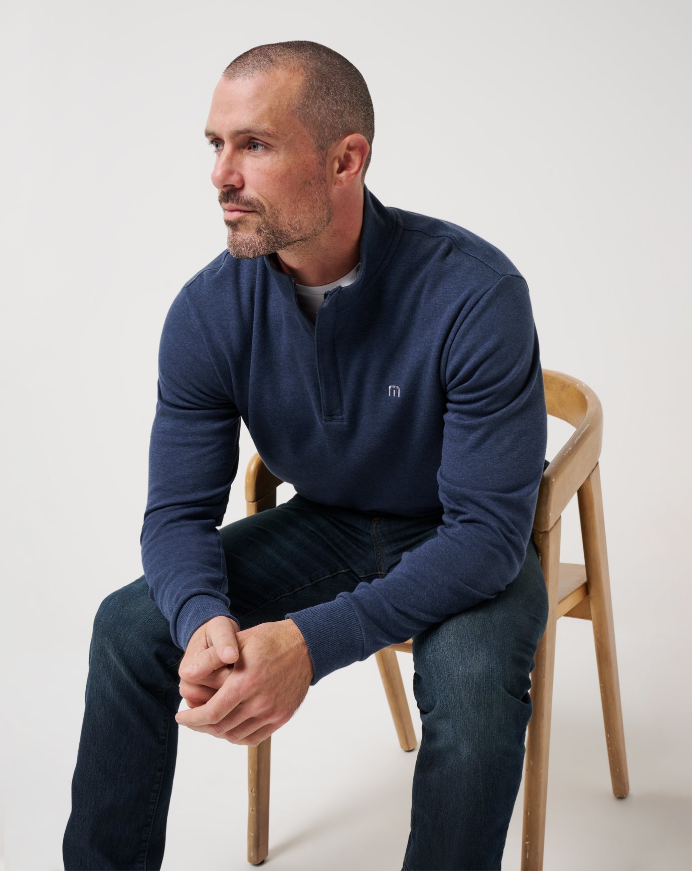 TravisMathew Cloud Quarter Zip 2.0 - Heather Blue