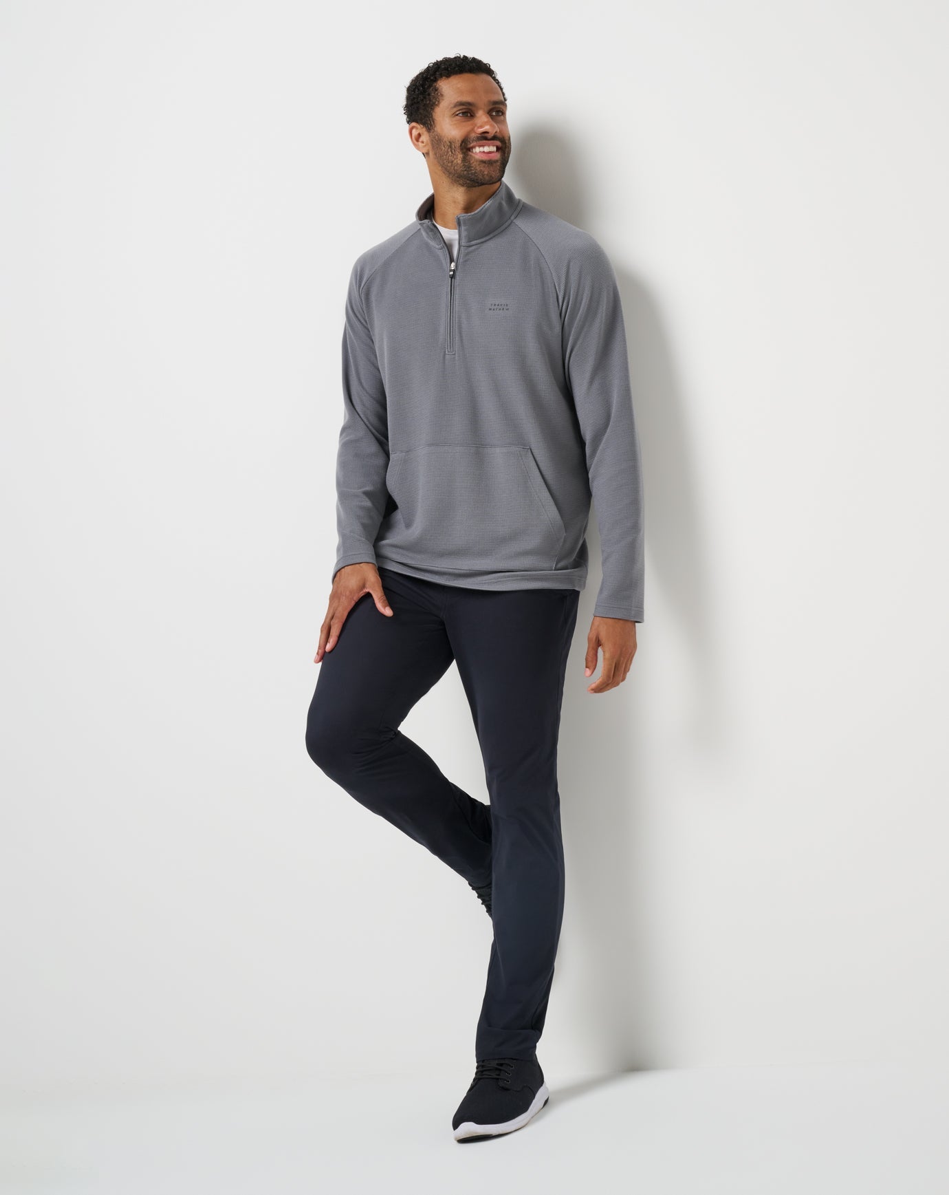 TravisMathew Performance Waffle Quarter Zip - Quiet Shade