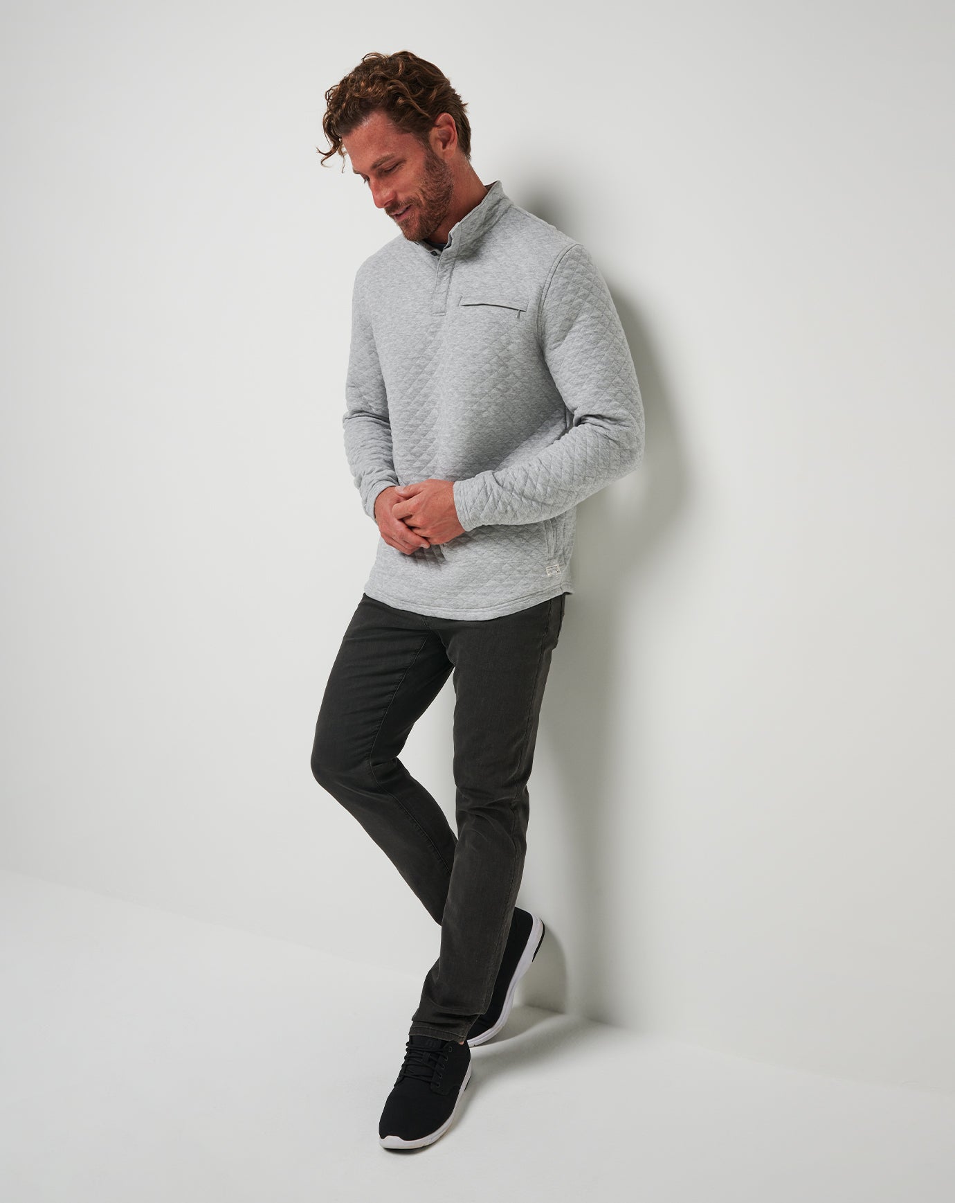 TravisMathew Transatlantic Quarter Zip - Heather Light Grey