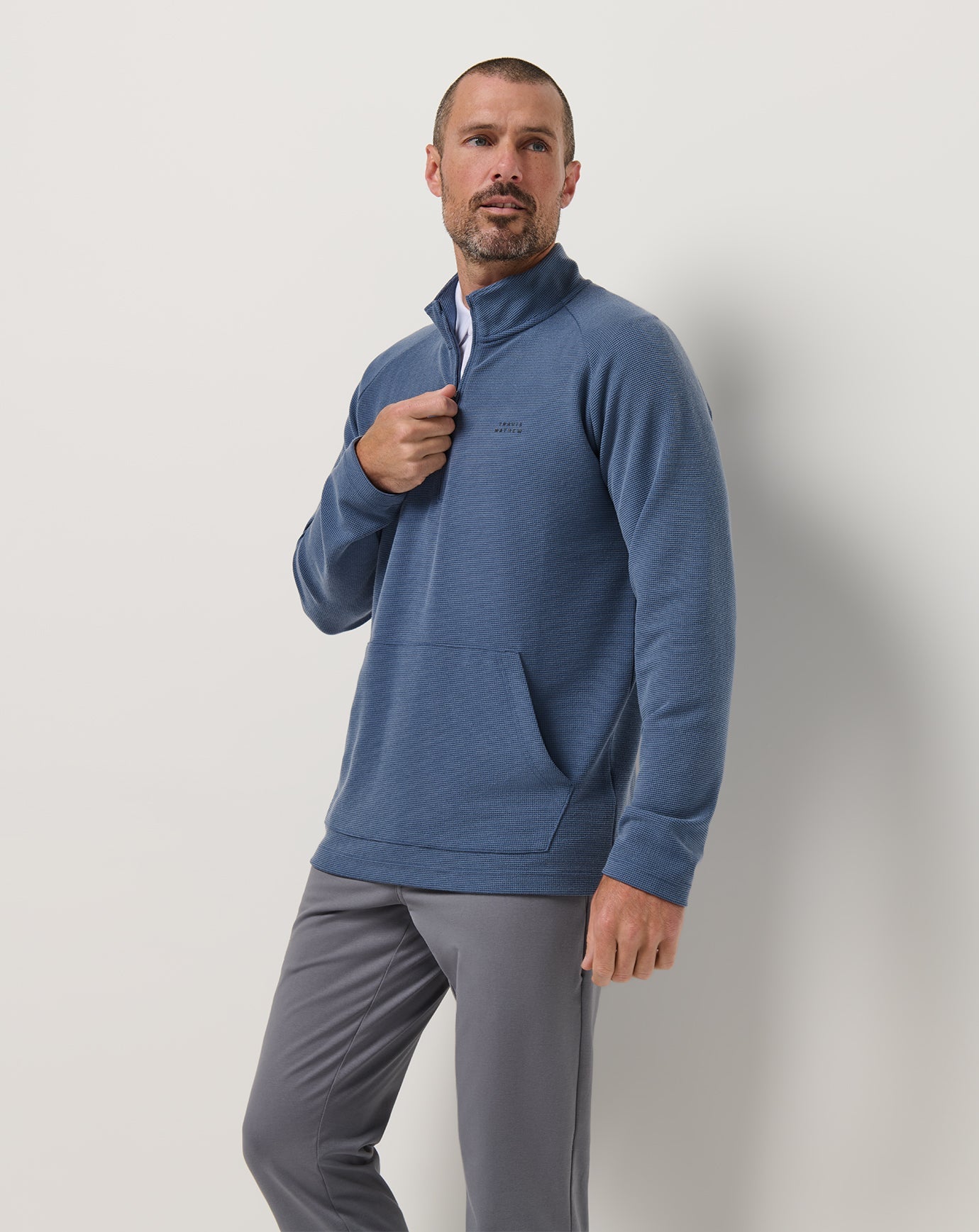 TravisMathew Performance Waffle Quarter Zip - Bering Sea